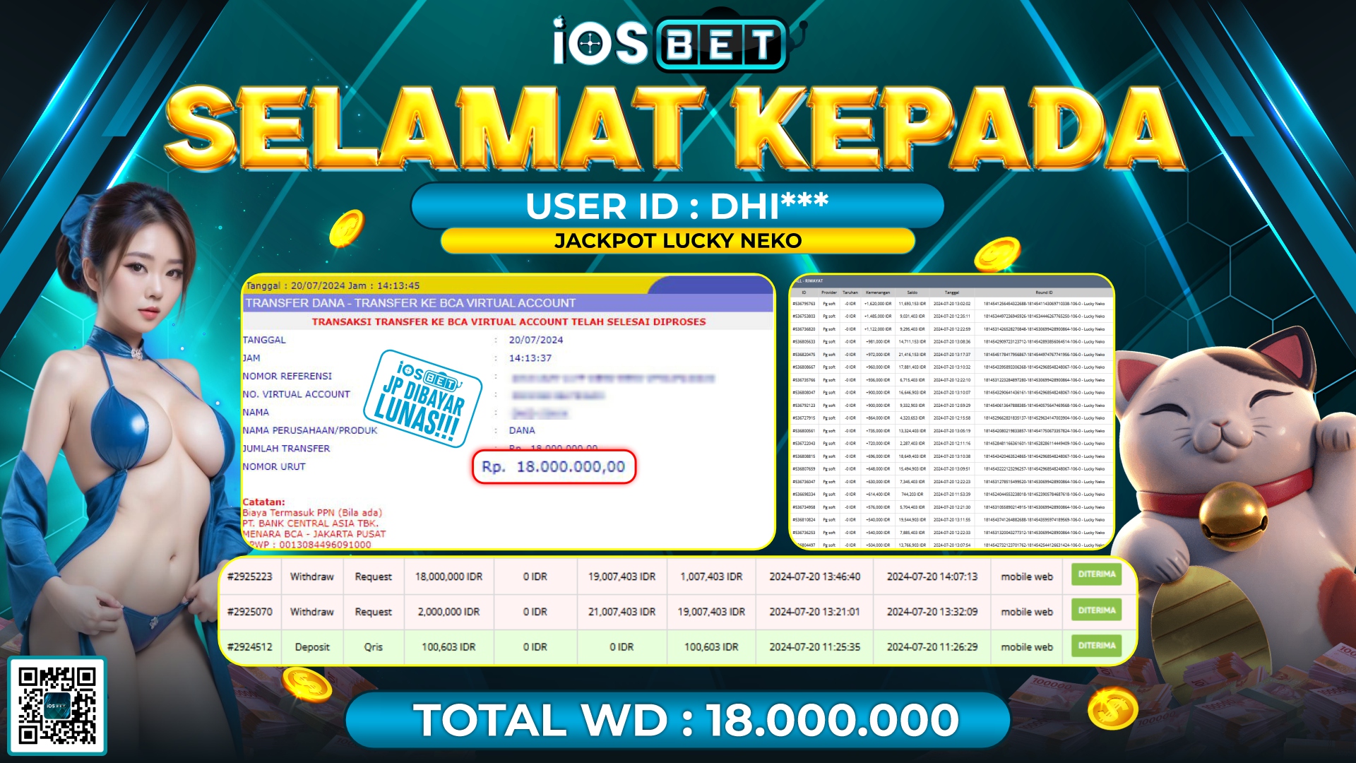 Bukti Pembayaran LUNAS SLOT GAME GACOR Rp.18.000.000,-