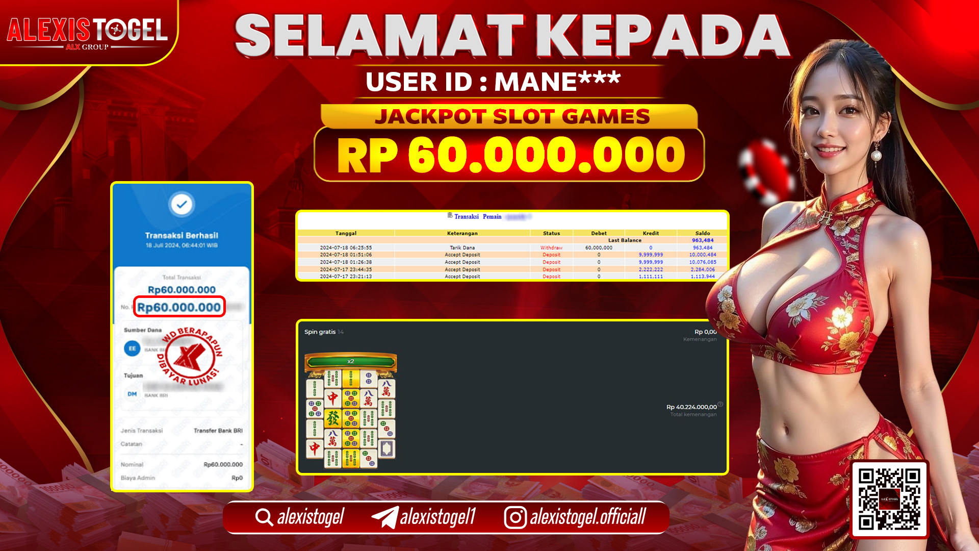 ALEXISTOGEL JACKPOT SLOT GAMES RP. 60.000.000 LUNAS