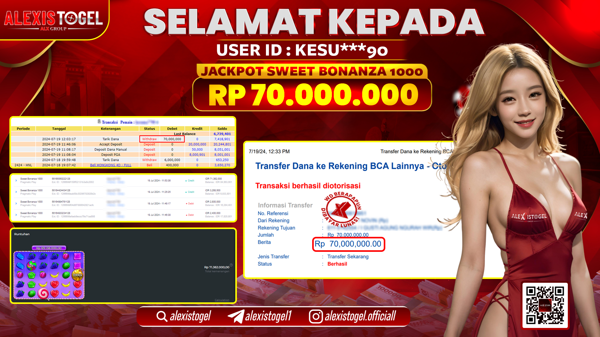 ALEXISTOGEL JACKPOT SLOT GAMES RP. 70.000.000 LUNAS