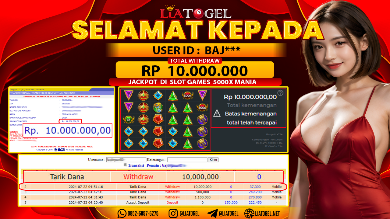 LIATOGEL - JACKPOT SLOT GAMES 5000X MANIA RP 10.000.000,- LUNAS