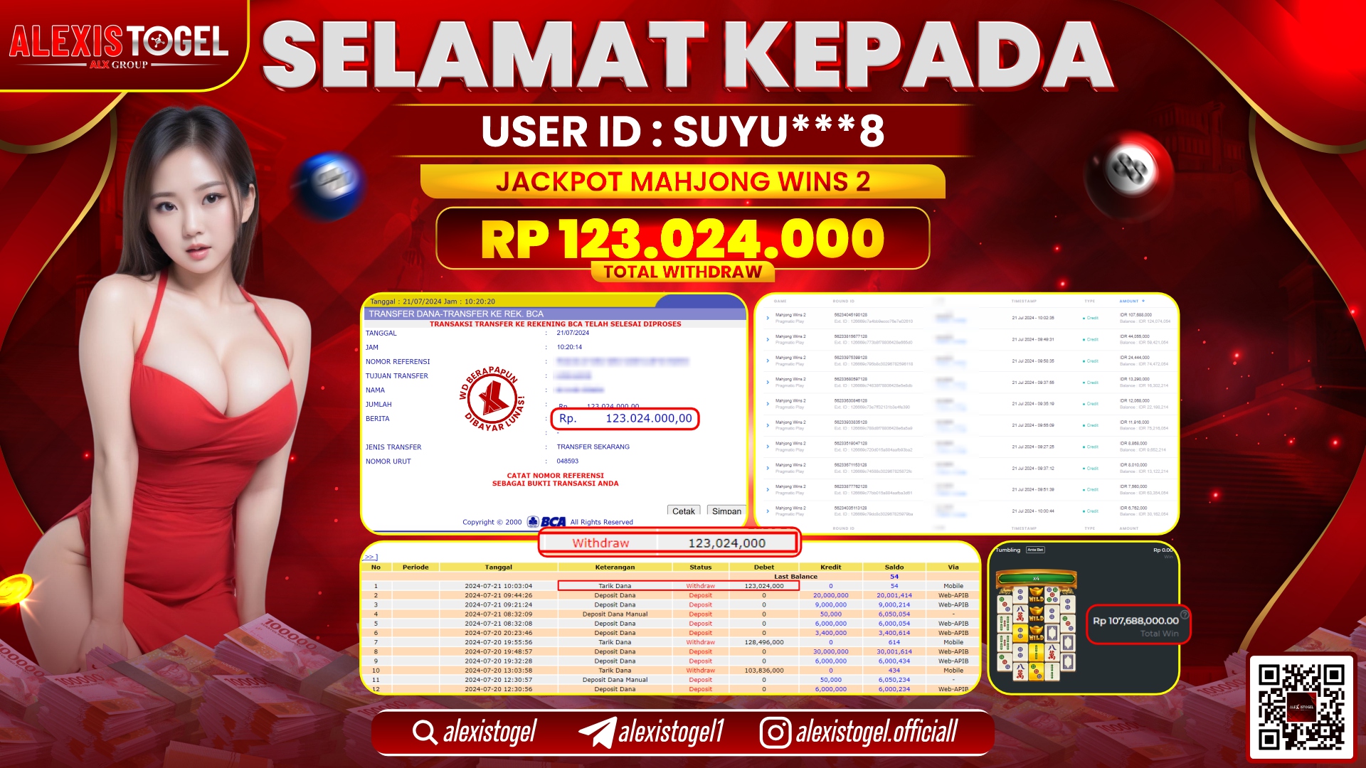 ALEXISTOGEL JACKPOT SLOT GAMES RP. 123.024.000 LUNAS