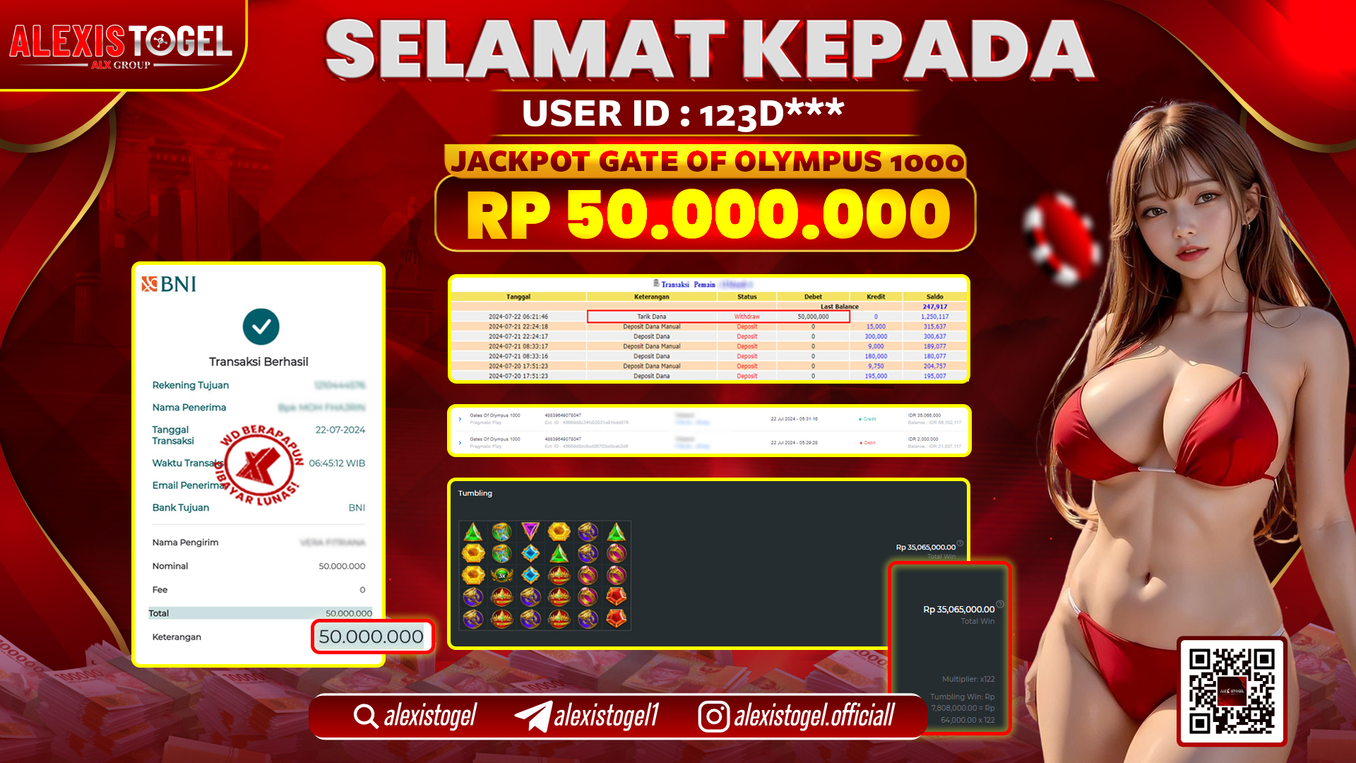 ALEXISTOGEL JACKPOT SLOT GAMES RP. 50.000.000 LUNAS