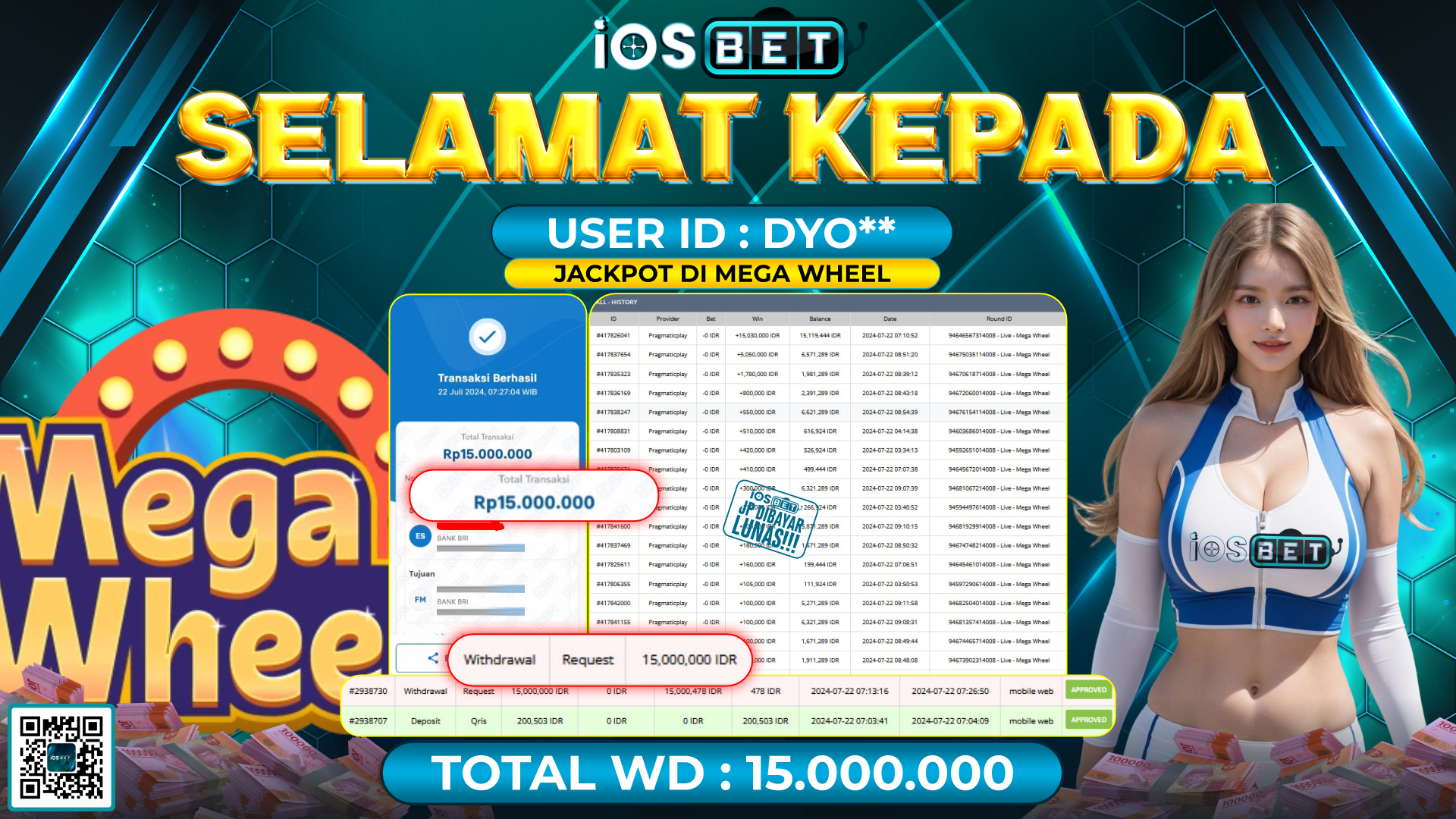 Bukti Pembayaran LUNAS SLOT GAME GACOR Rp.15.000.000,-