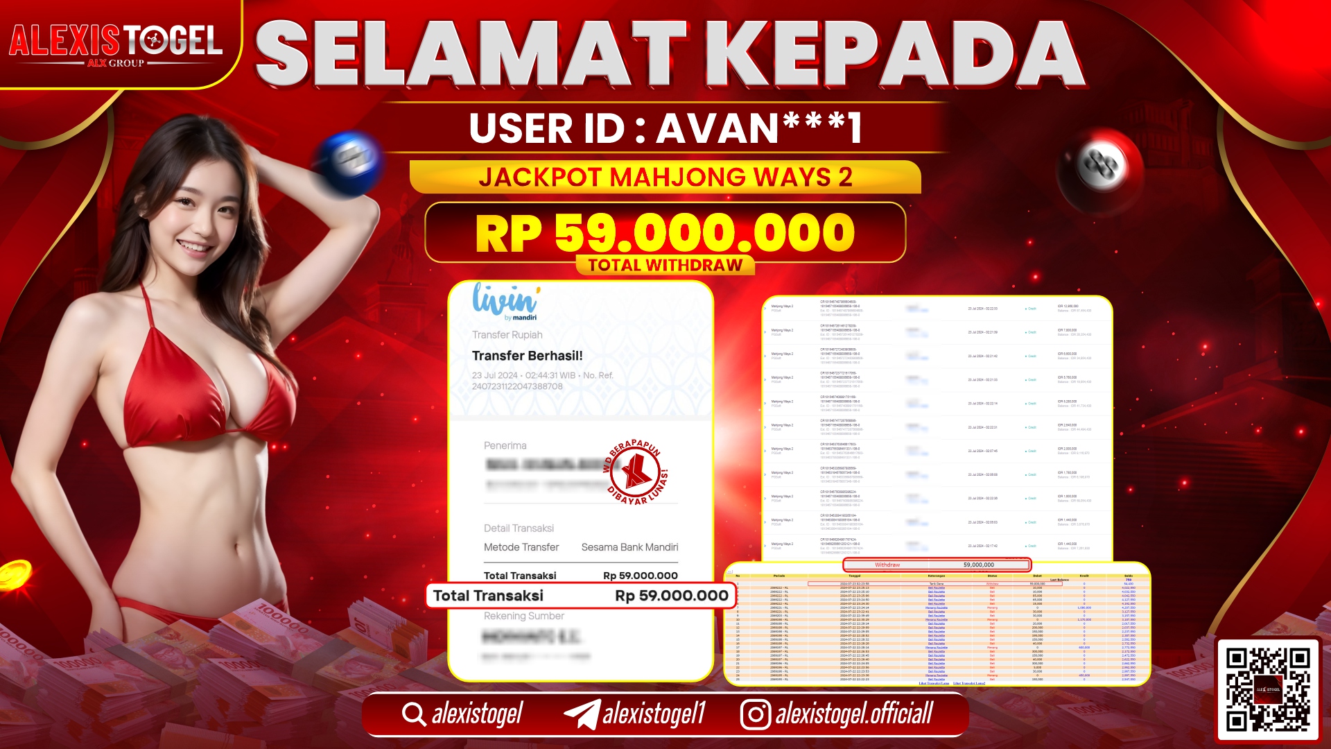 ALEXISTOGEL JACKPOT SLOT GAMES RP. 59.000.000 LUNAS