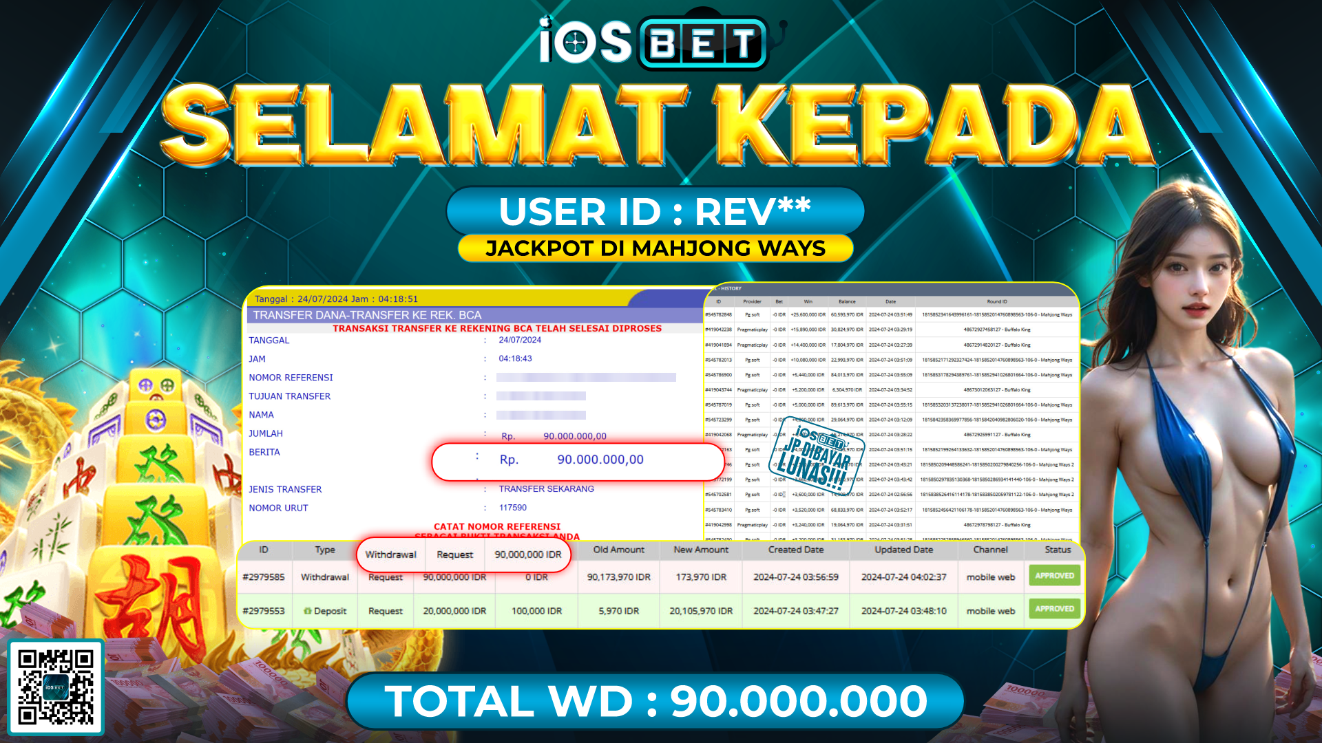 Bukti Pembayaran LUNAS SLOT GAME GACOR Rp.90.000.000,-