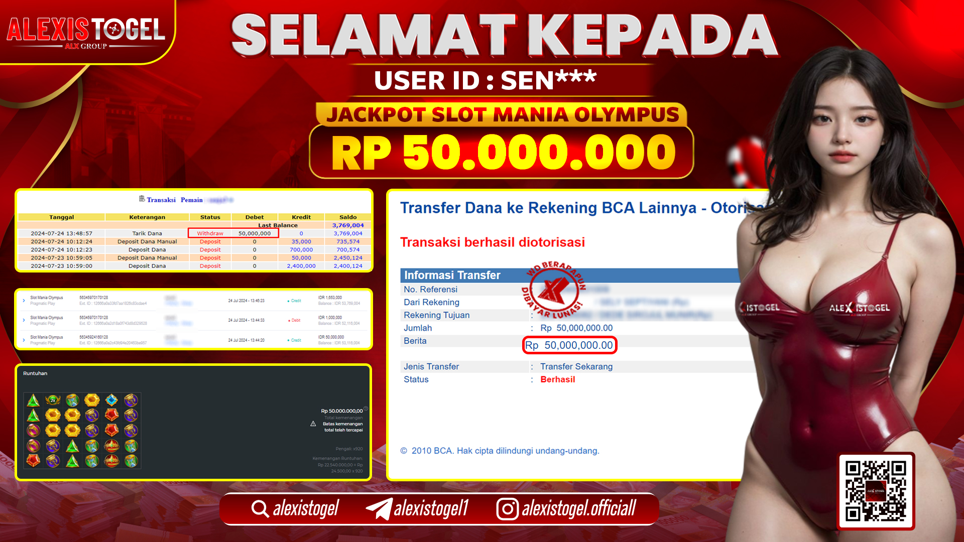 ALEXISTOGEL JACKPOT SLOT GAMES RP. 50.000.000 LUNAS