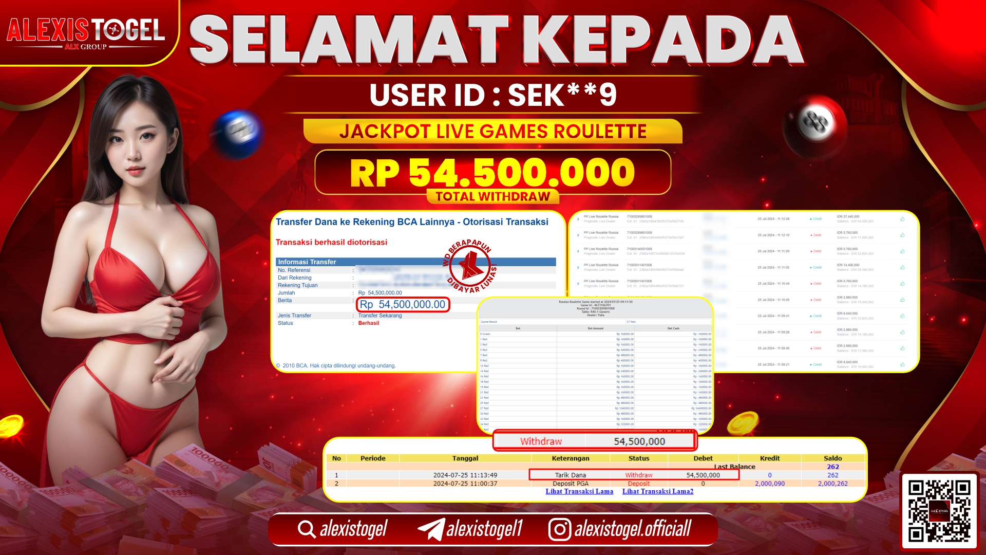 ALEXISTOGEL JACKPOT CASINO RP. 54.500.000 LUNAS