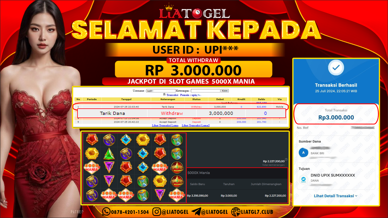 LIATOGEL - JACKPOT SLOT GAMES 5000X MANIA RP 3.000.000,- LUNAS
