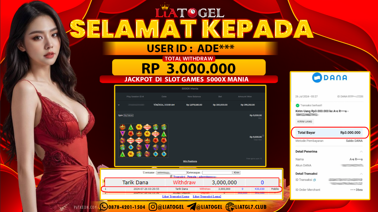 LIATOGEL - JACKPOT SLOT GAMES 5000X MANIA RP 3.000.000,- LUNAS