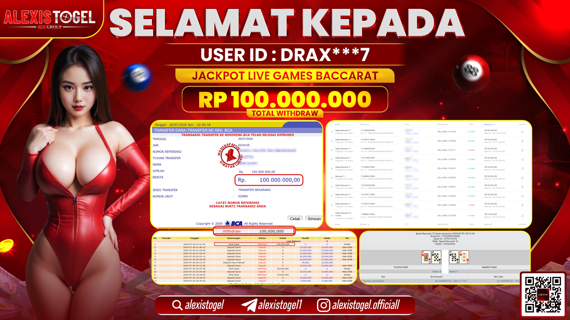 ALEXISTOGEL JACKPOT CASINO RP. 100.000.000 LUNAS