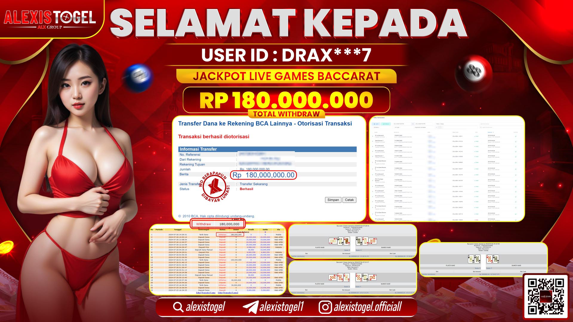 ALEXISTOGEL JACKPOT CASINO RP. 180.000.000 LUNAS