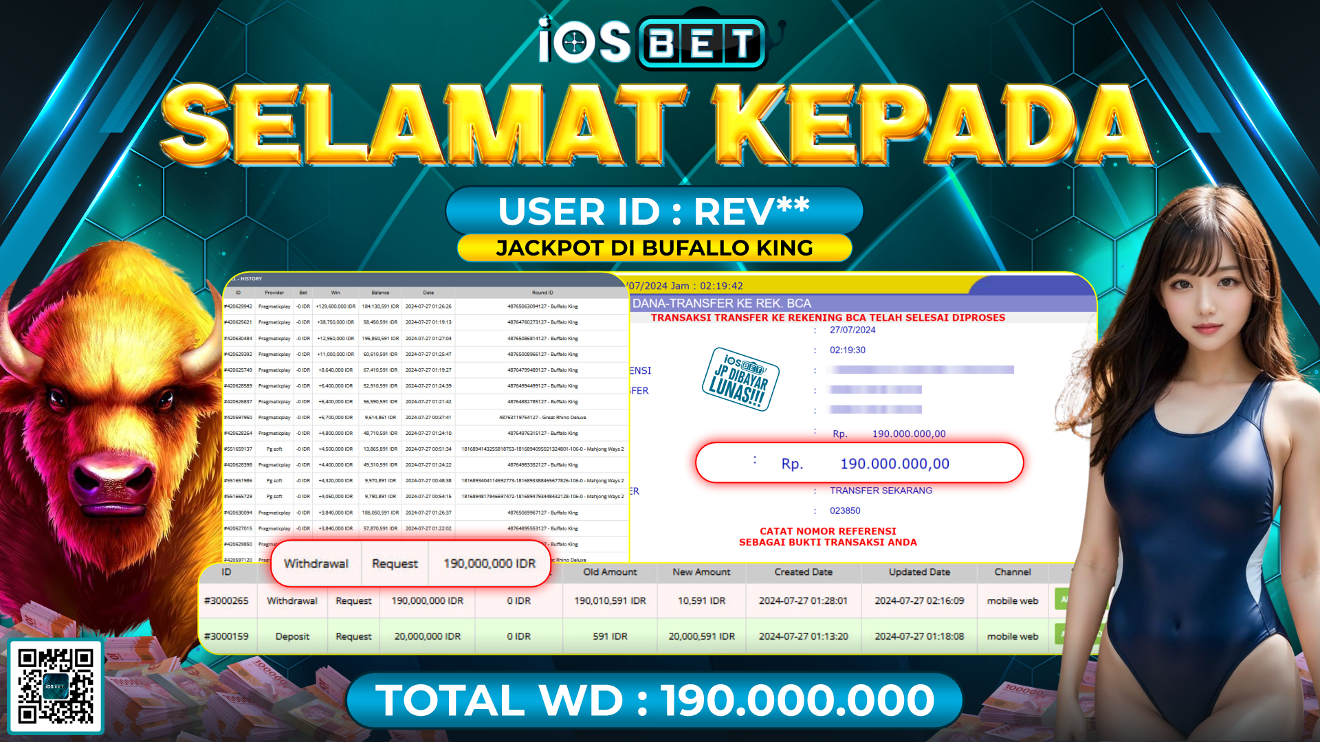 Bukti Pembayaran LUNAS SLOT GAME GACOR Rp.190.000.000,-