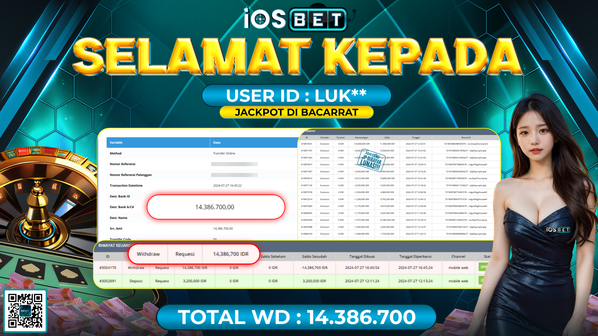 Bukti Pembayaran LUNAS LIVE GAME GACOR Rp.14.386.700