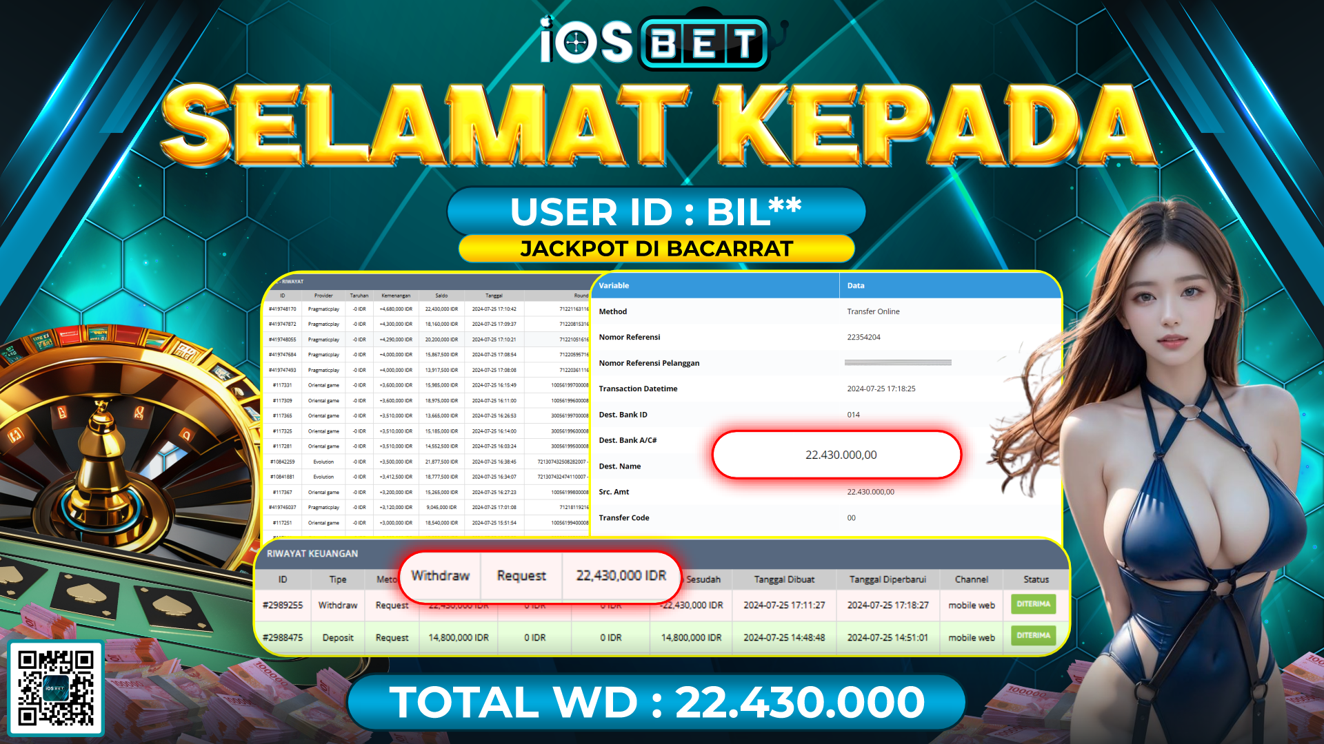 Bukti Pembayaran LUNAS LIVE GAME GACOR Rp.22.430.000,-