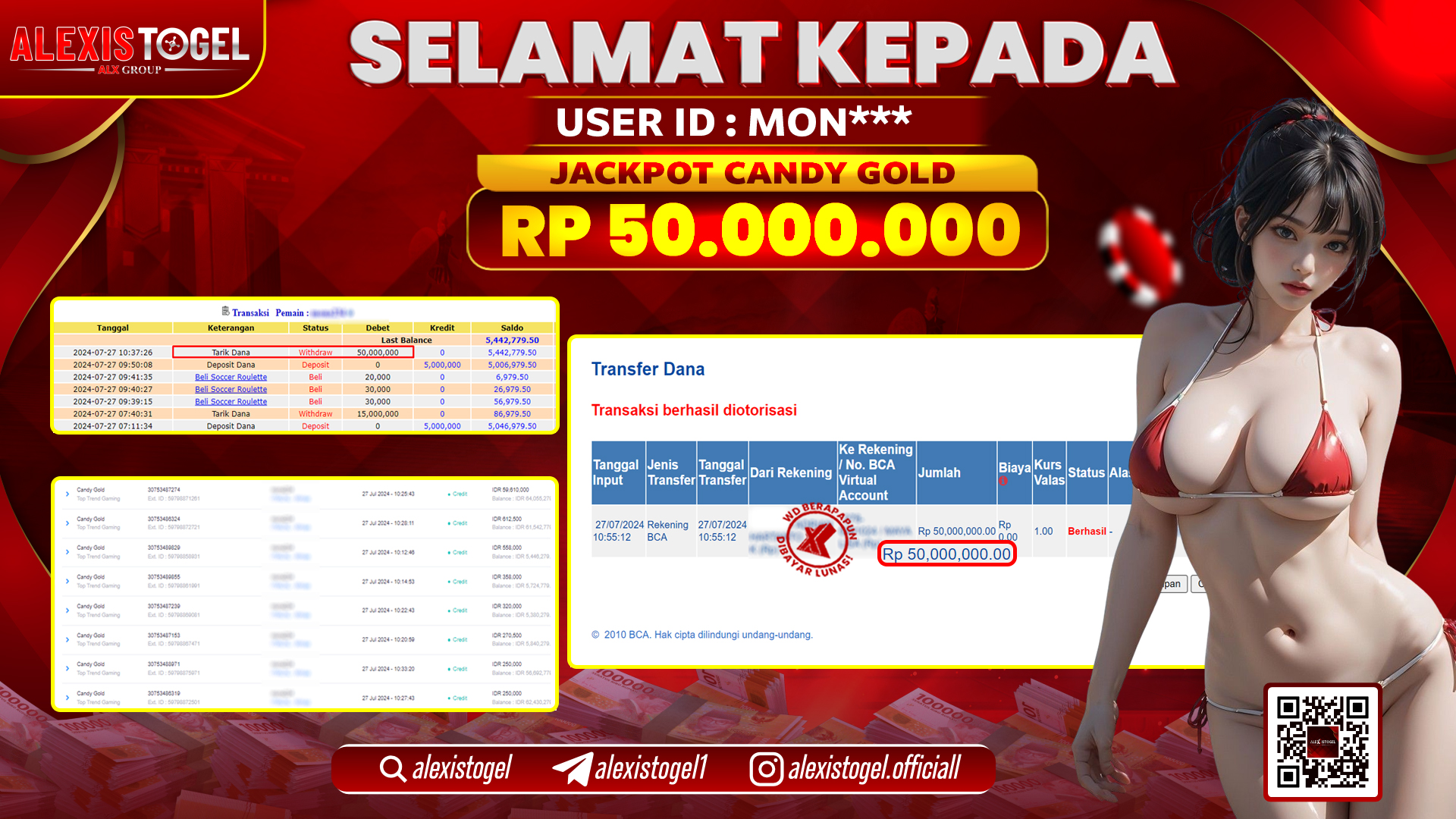 ALEXISTOGEL JACKPOT SLOT GAMES RP. 50.000.000 LUNAS