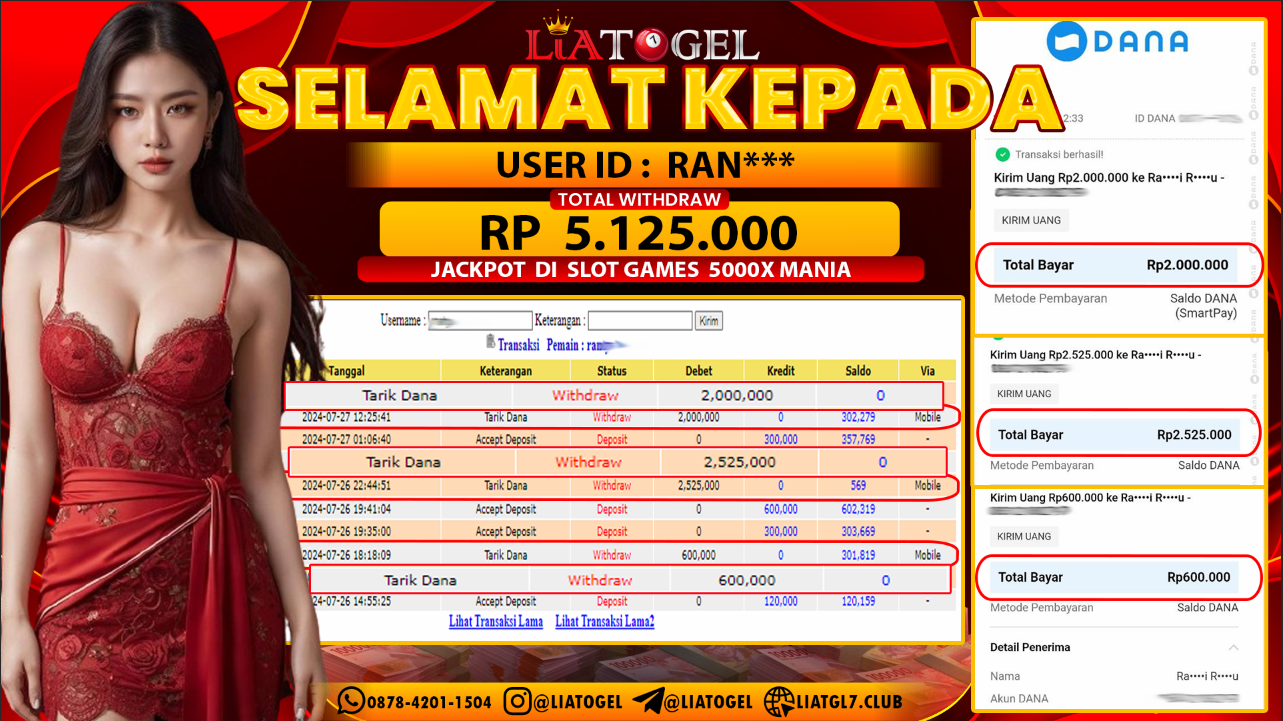 LIATOGEL - JACKPOT SLOT GAMES 5000X MANIA RP 5.125.000,- LUNAS