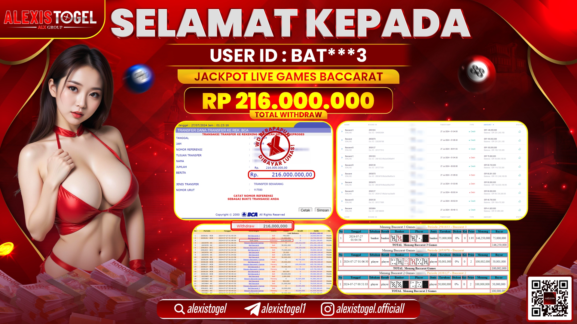 ALEXISTOGEL JACKPOT CASINO RP. 216.000.000 LUNAS