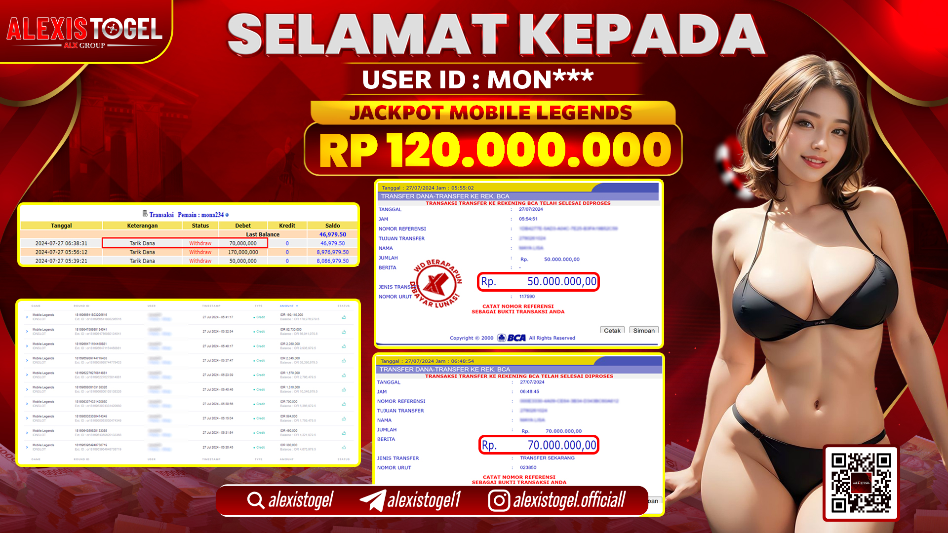 ALEXISTOGEL JACKPOT SLOT GAMES RP. 120.000.000 LUNAS