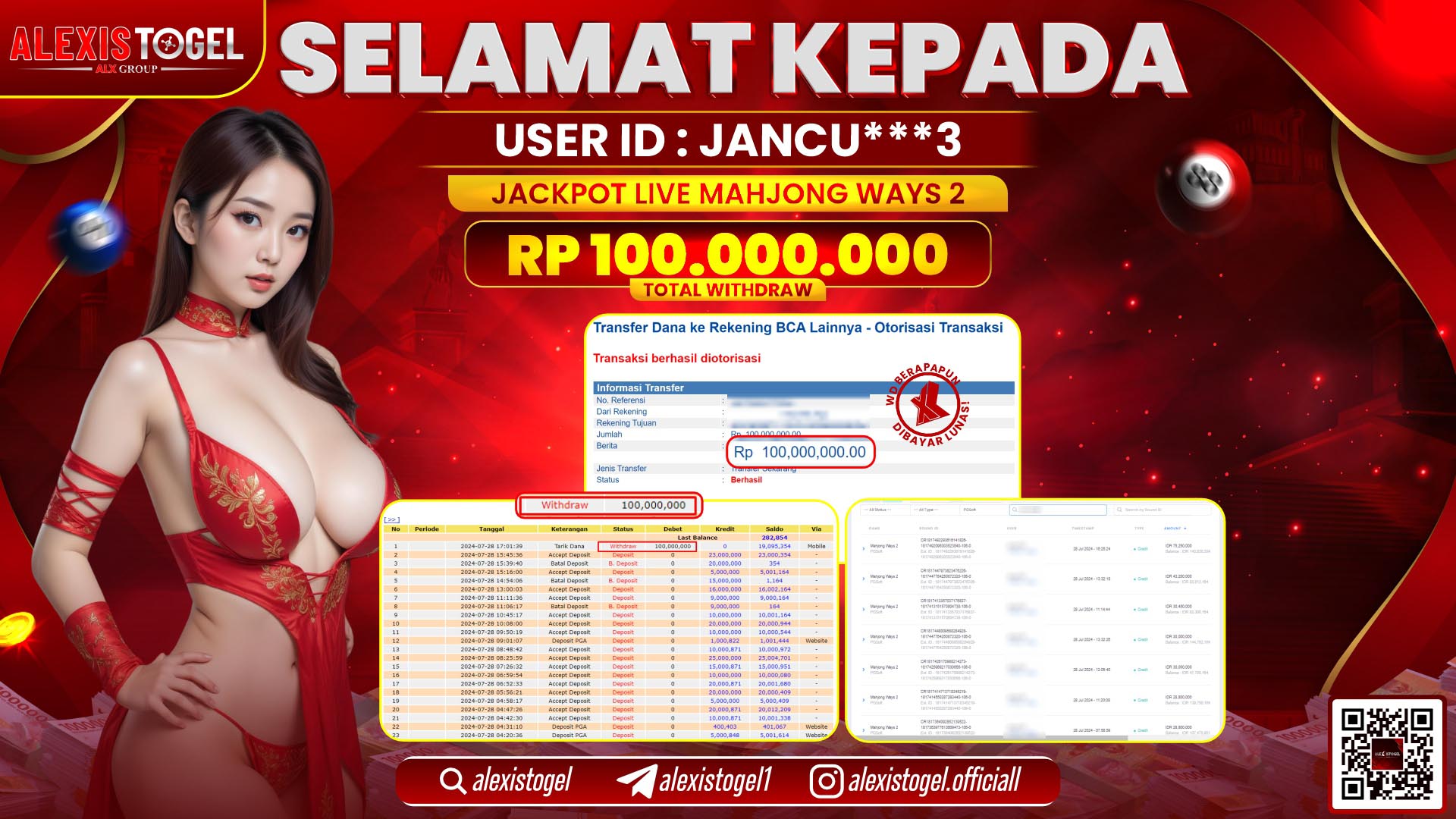 ALEXISTOGEL JACKPOT SLOT GAMES RP. 100.000.000 LUNAS