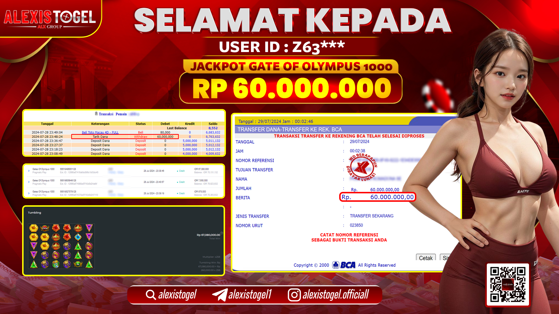 ALEXISTOGEL JACKPOT SLOT GAMES RP. 60.000.000 LUNAS