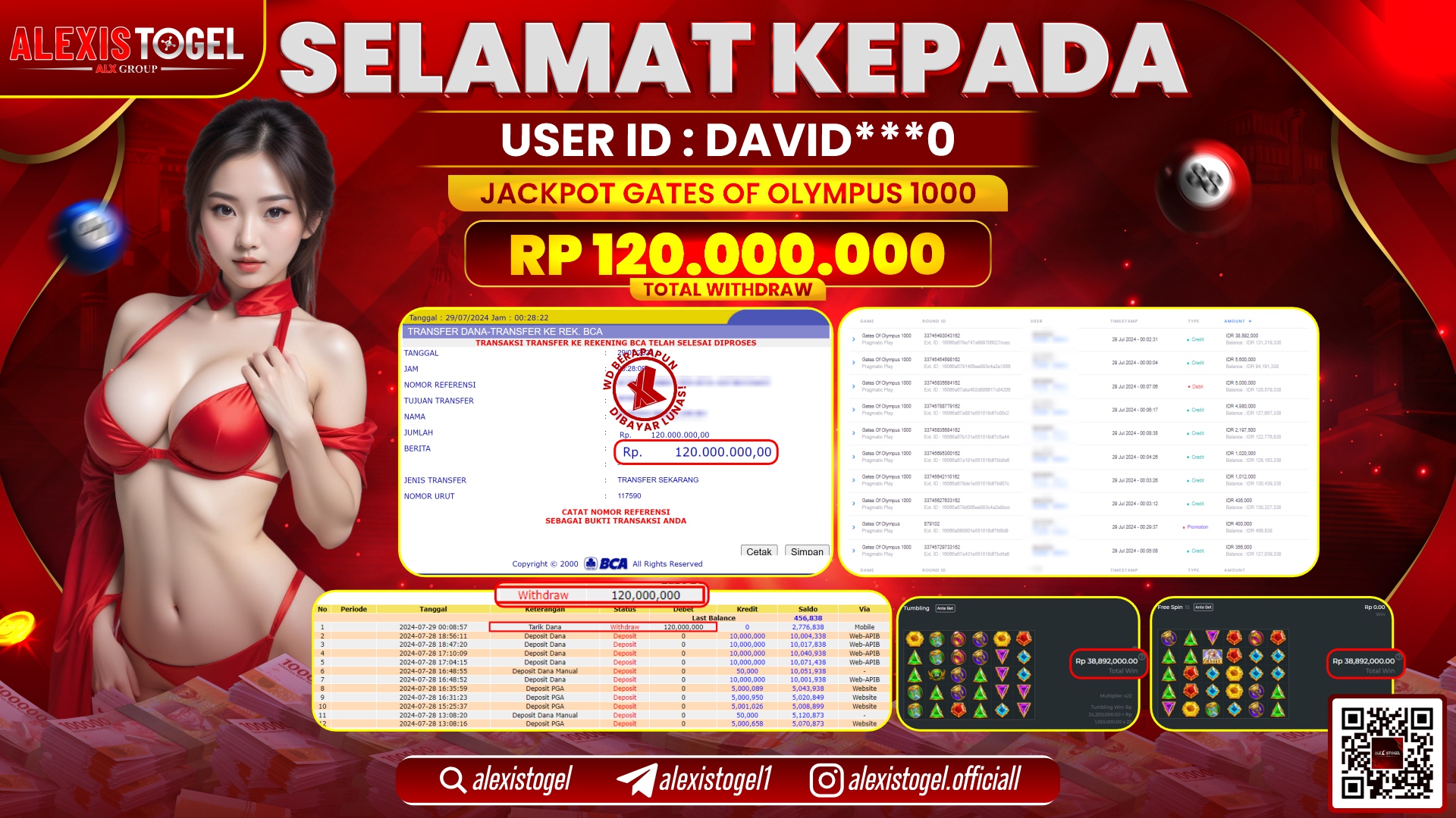 ALEXISTOGEL JACKPOT SLOT GAMES RP. 120.000.000 LUNAS