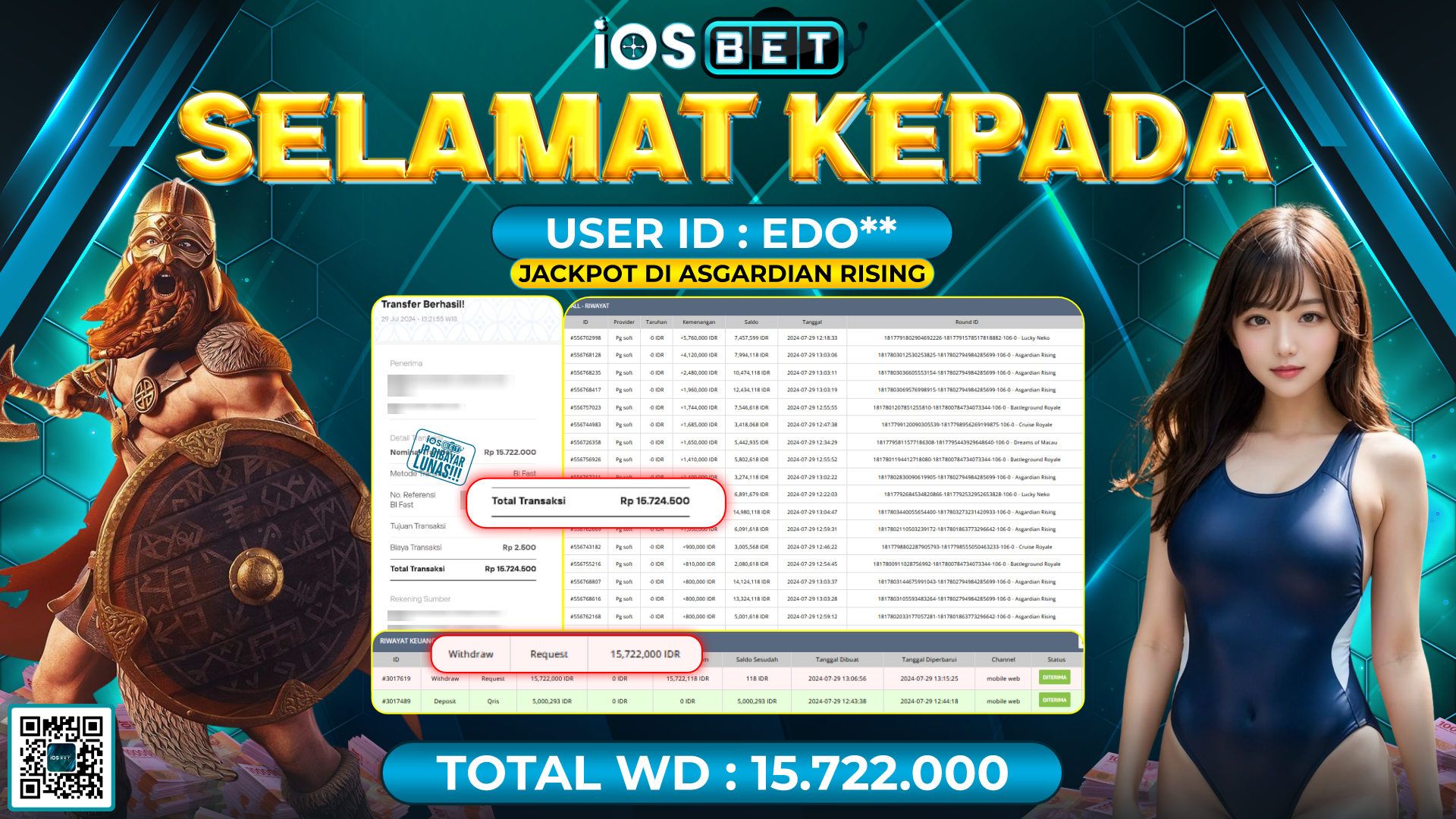 Bukti Pembayaran LUNAS SLOT GAME GACOR Rp.15.722.000,-