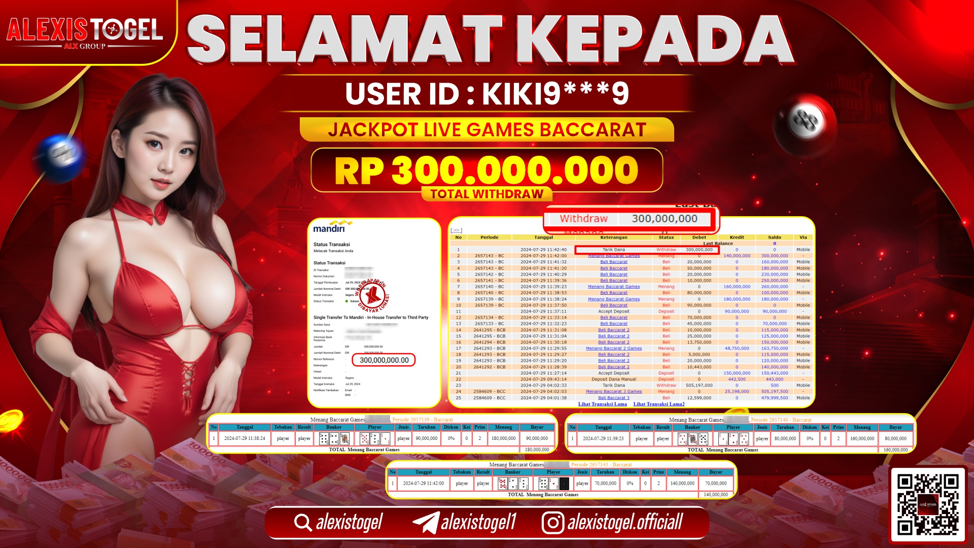 ALEXISTOGEL JACKPOT CASINO RP. 300.000.000 LUNAS