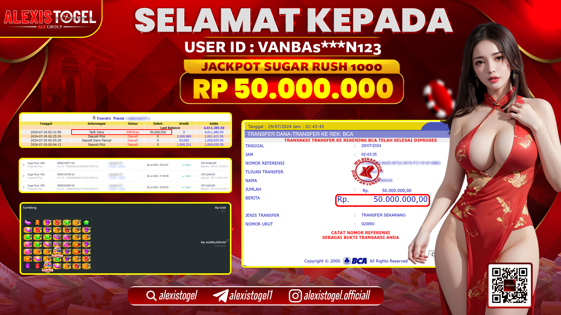 ALEXISTOGEL JACKPOT SLOT GAMES RP. 50.000.000 LUNAS