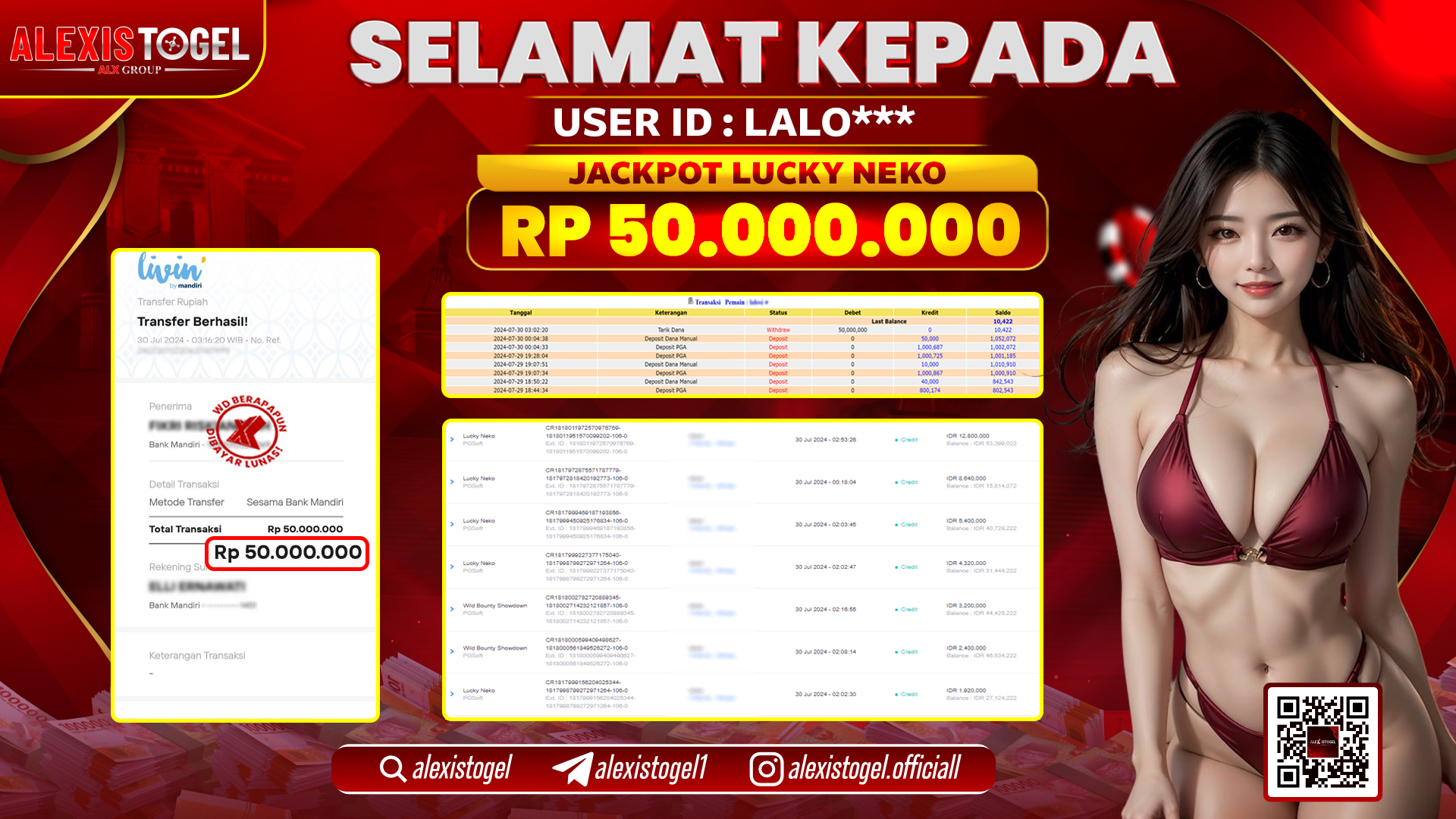 ALEXISTOGEL JACKPOT SLOT GAMES RP. 50.000.000 LUNAS