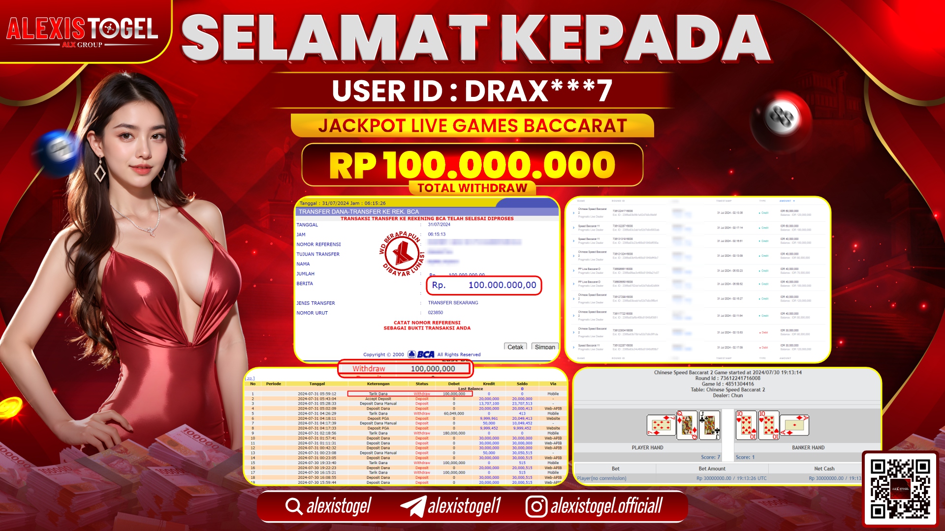 ALEXISTOGEL JACKPOT CASINO RP. 100.000.000 LUNAS