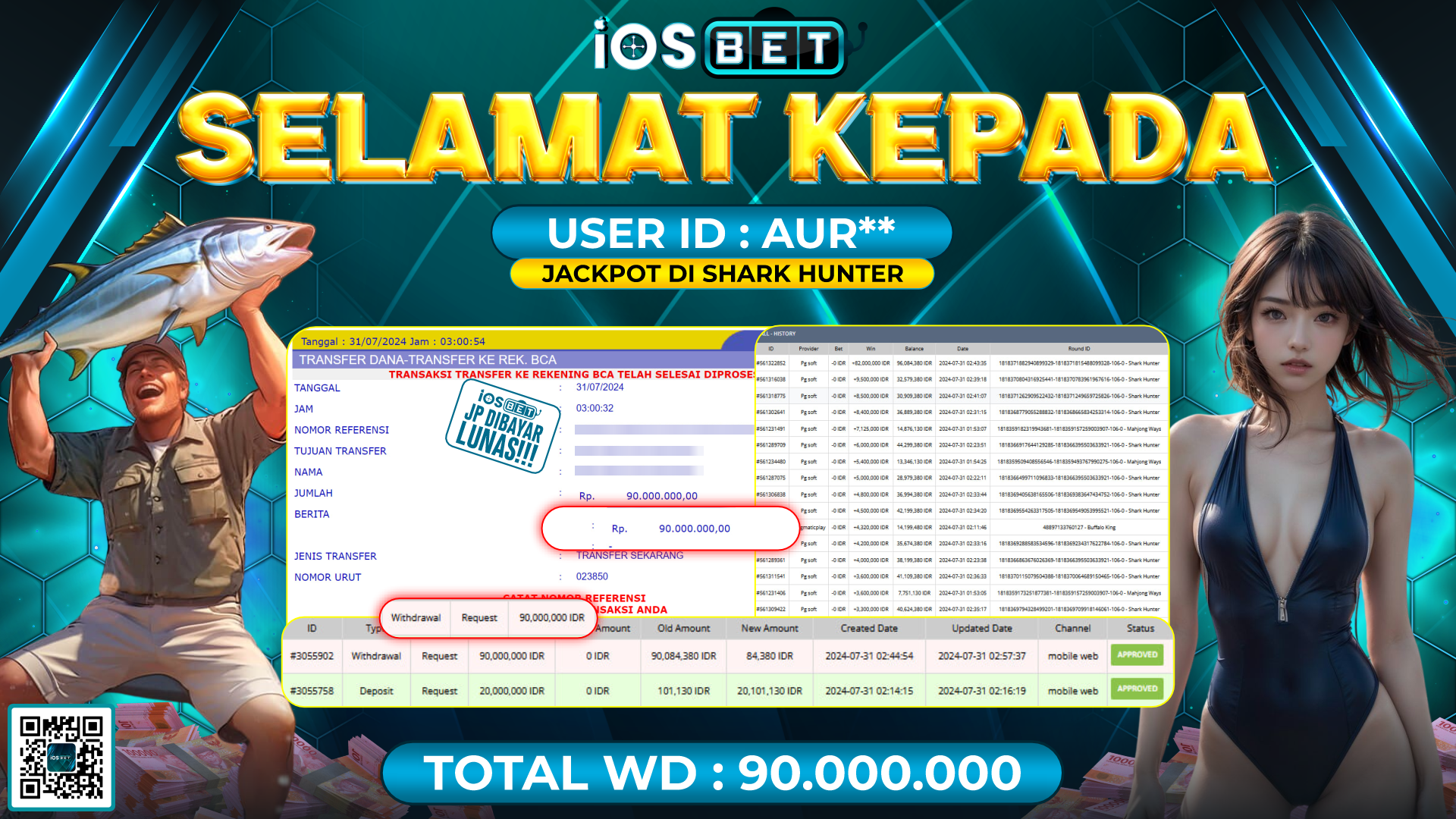 Bukti Pembayaran LUNAS LIVE GAME GACOR Rp.90.000.000,-