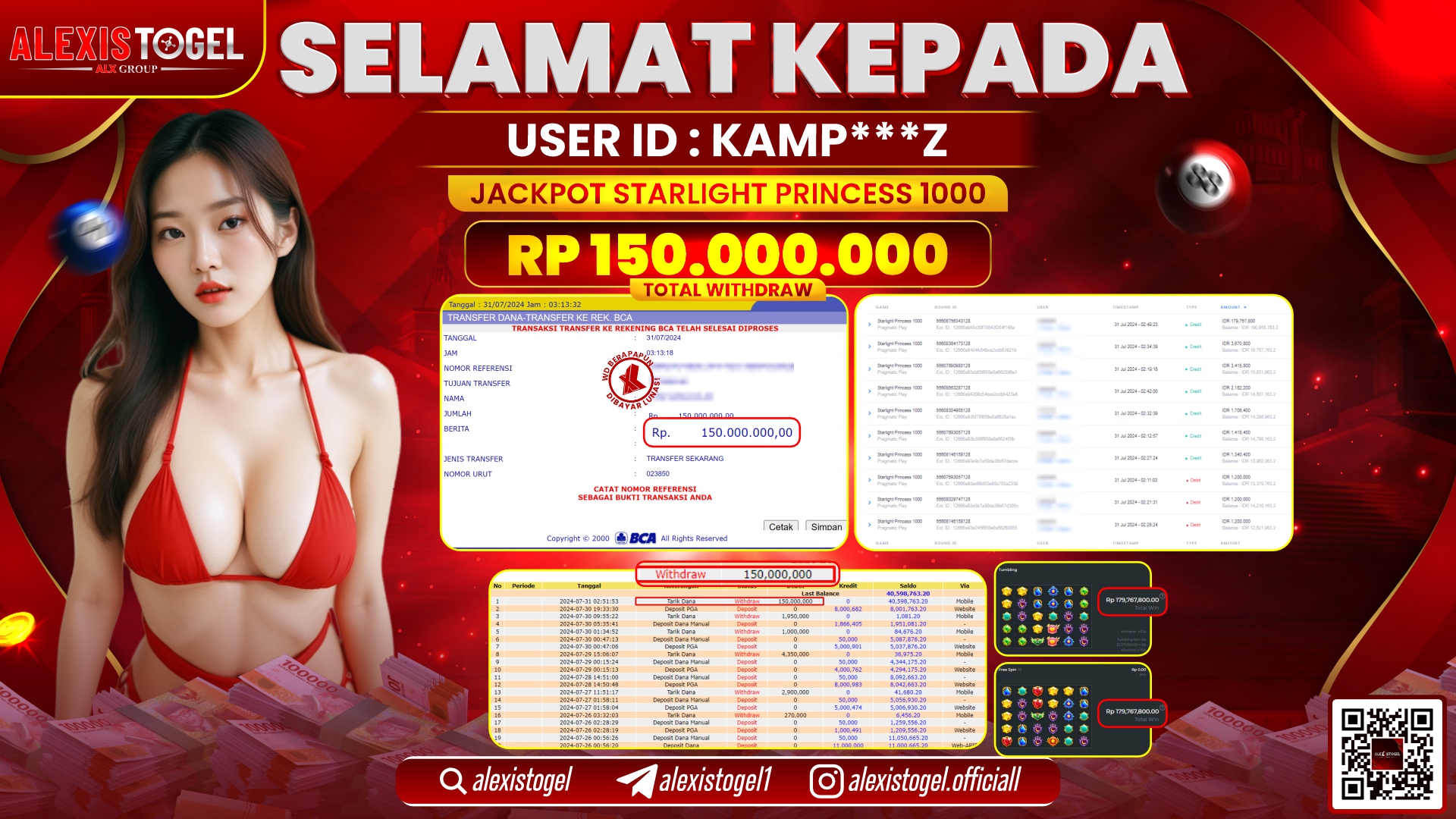 ALEXISTOGEL JACKPOT SLOT GAMES RP. 150.000.000 LUNAS