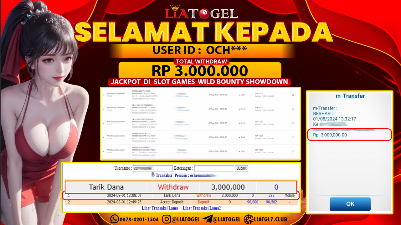 LIATOGEL - JACKPOT SLOT GAMES WILD BOUNTY SHOWDOWN RP  3.000.000,- LUNAS