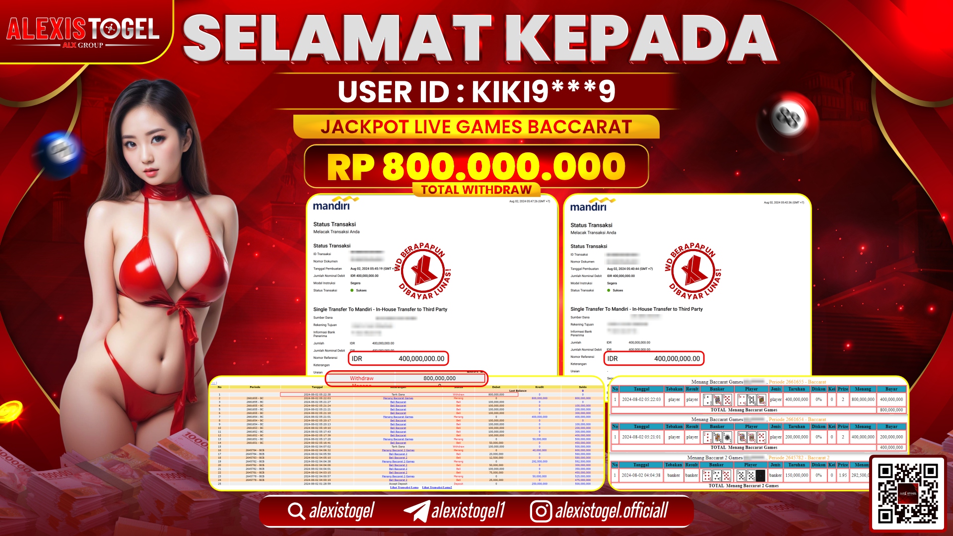 ALEXISTOGEL JACKPOT CASINO RP. 800.000.000 LUNAS