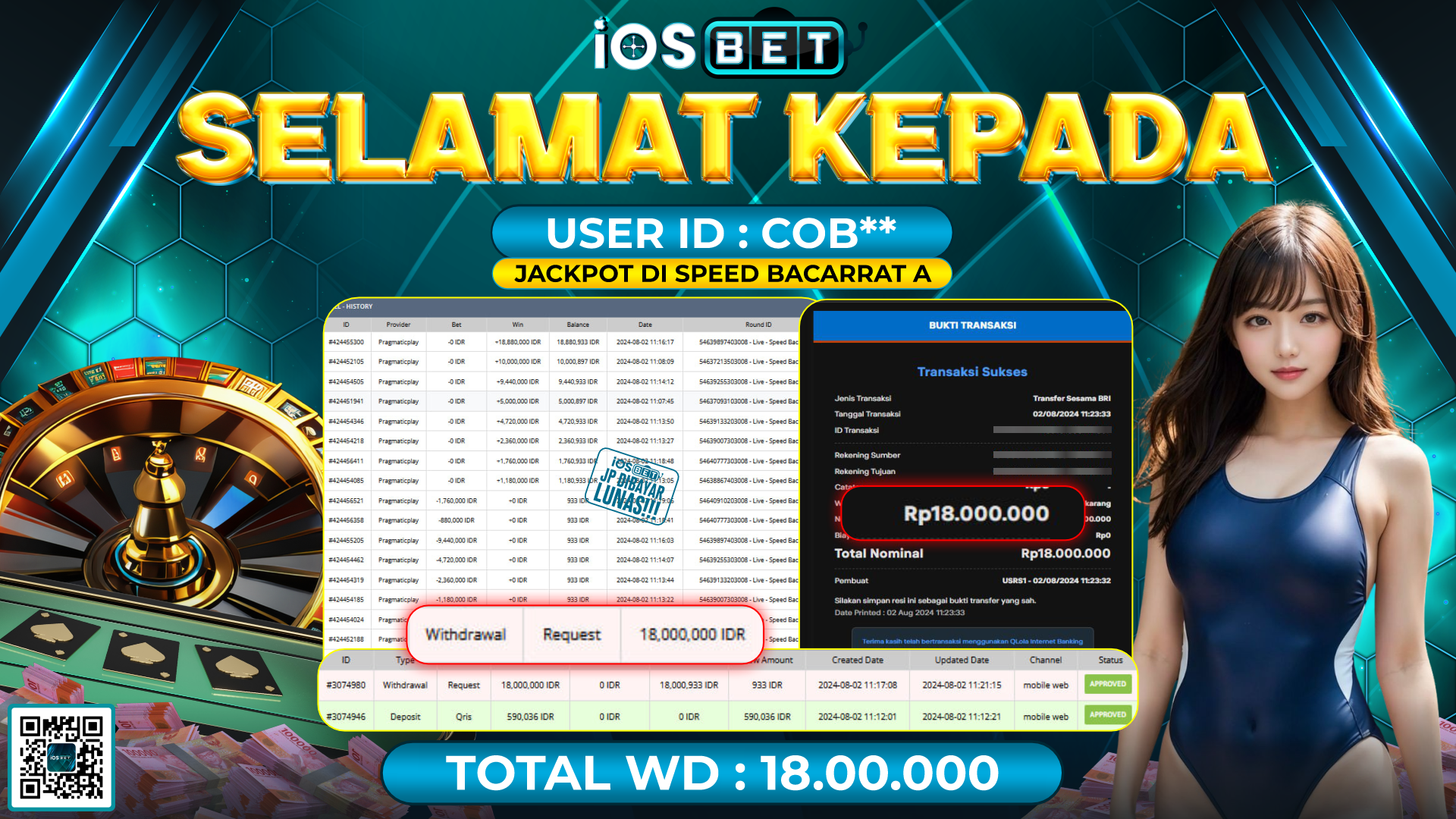 Bukti Pembayaran LUNAS LIVE GAME GACOR Rp.18.000.000,-