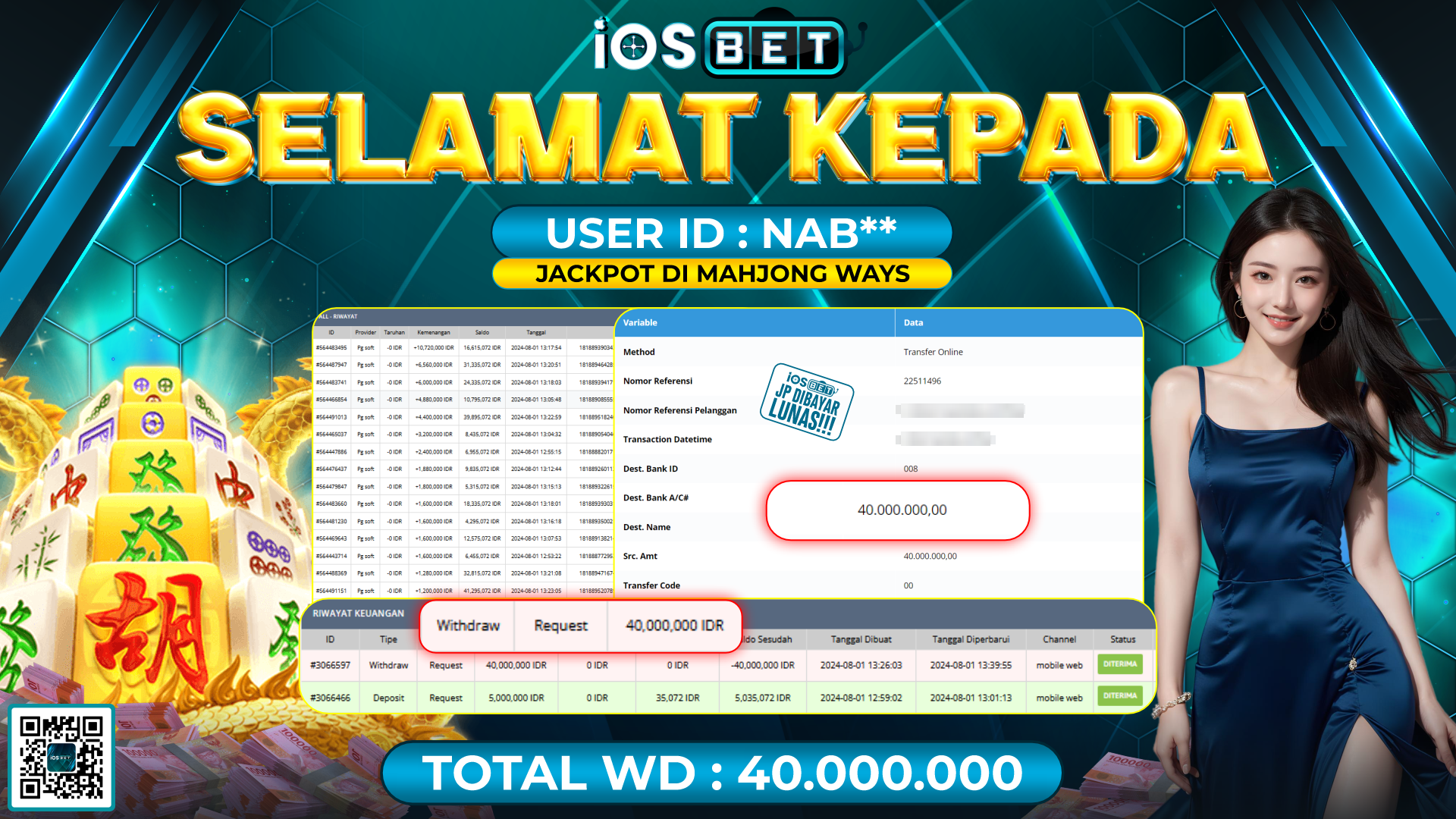 Bukti Pembayaran LUNAS SLOT GAME GACOR Rp.40.000.000,-