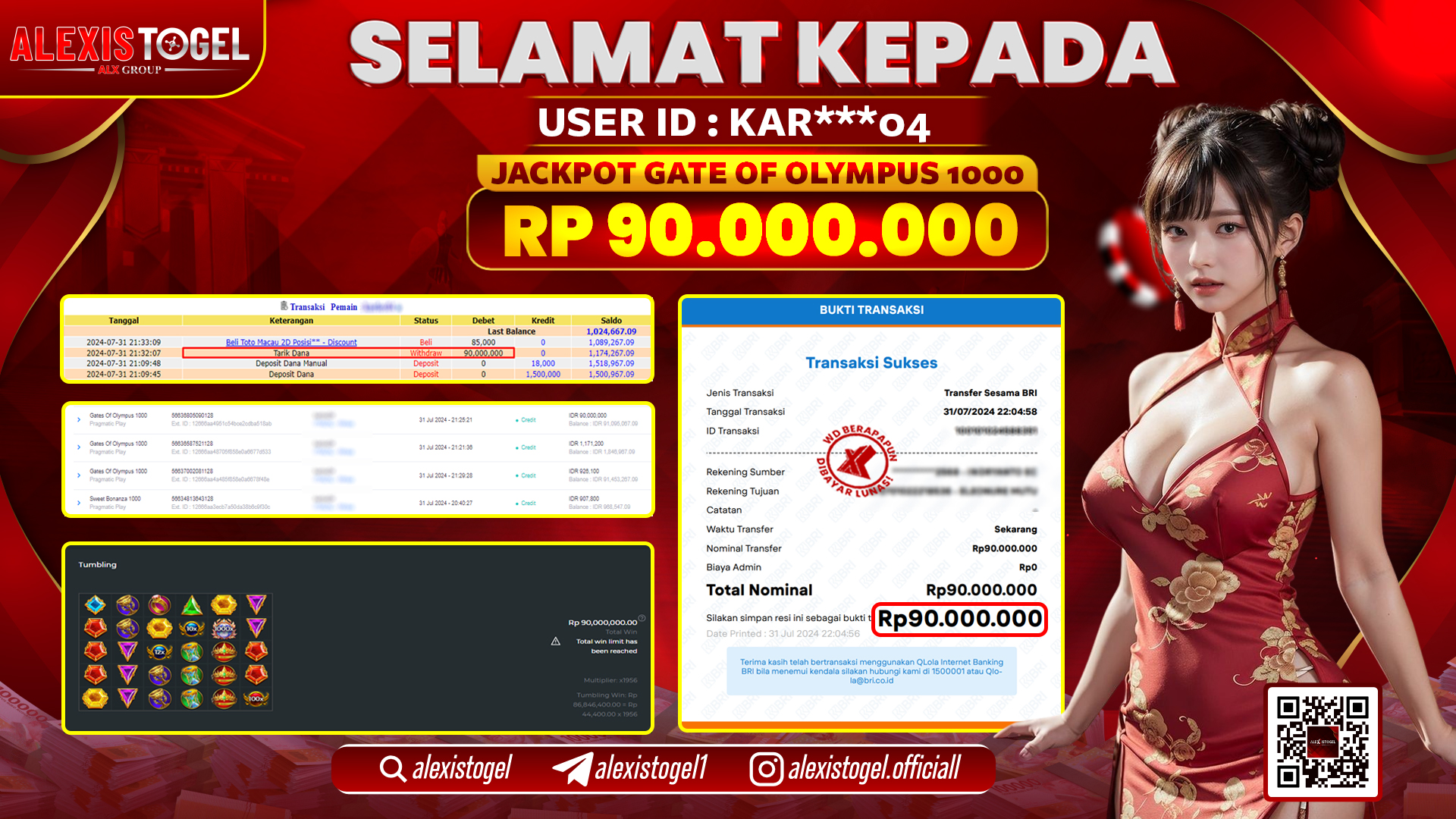ALEXISTOGEL JACKPOT SLOT GAMES RP. 90.000.000 LUNAS