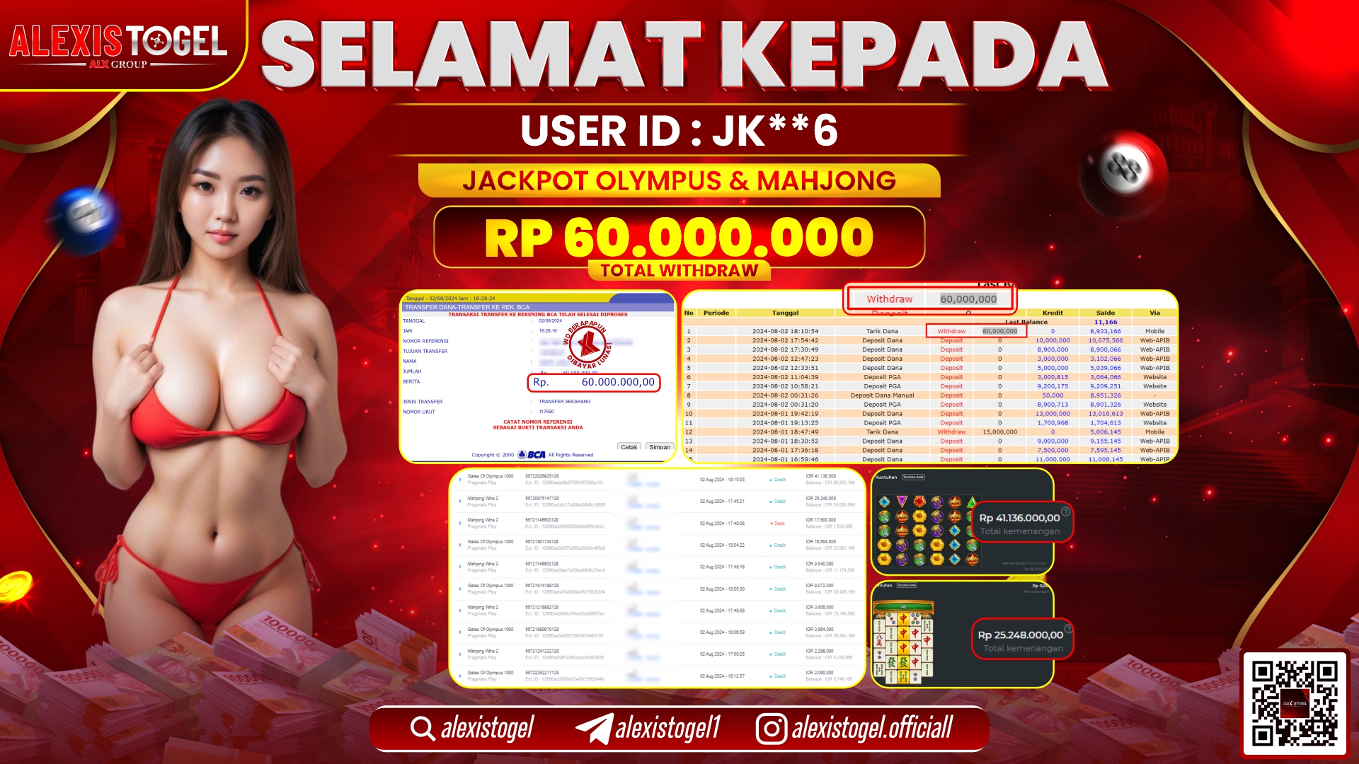 ALEXISTOGEL JACKPOT SLOT GAMES RP. 60.000.000 LUNAS