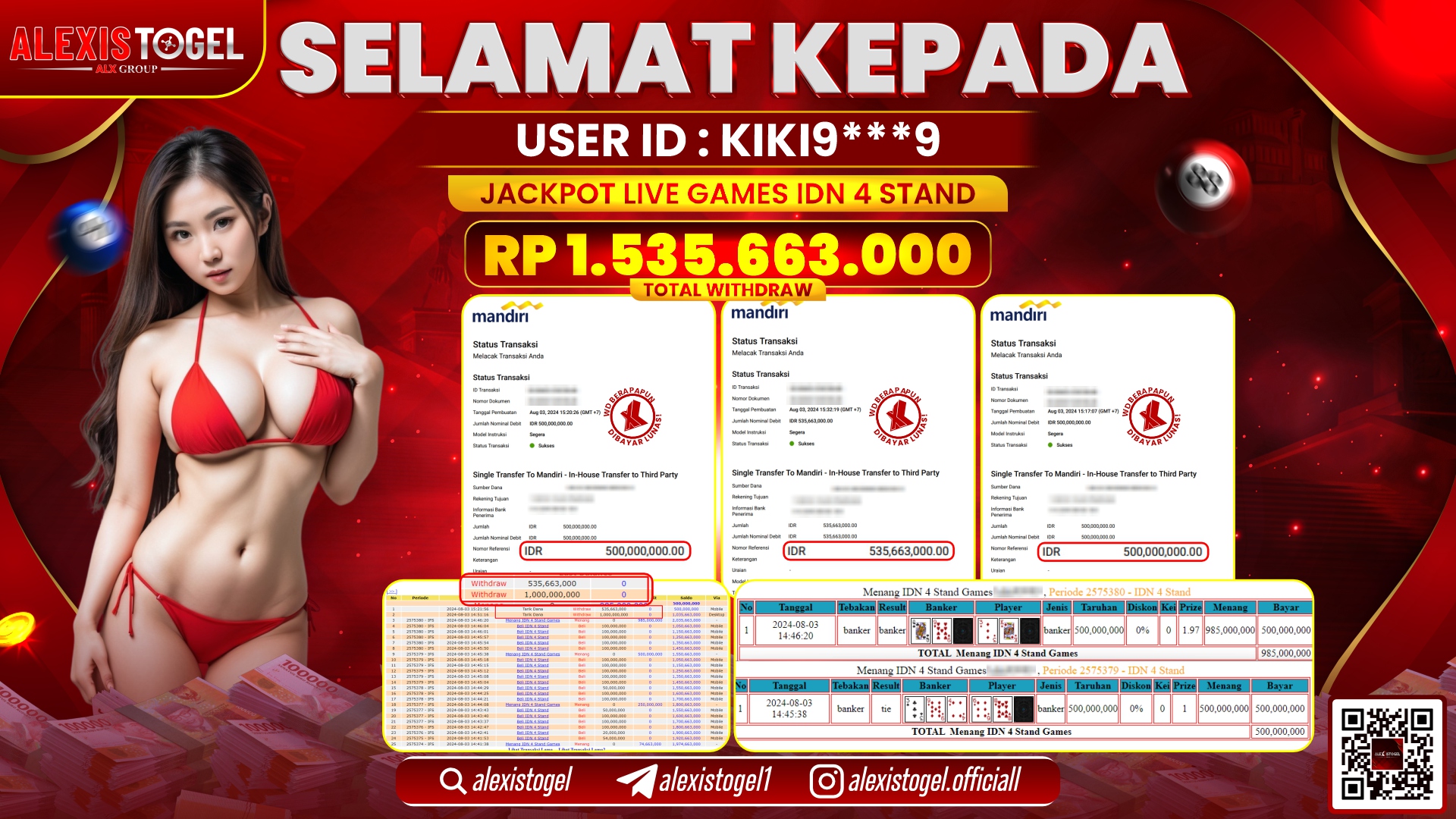 ALEXISTOGEL JACKPOT LIVEGAMES IDN RP. 1.535.663.000 LUNAS