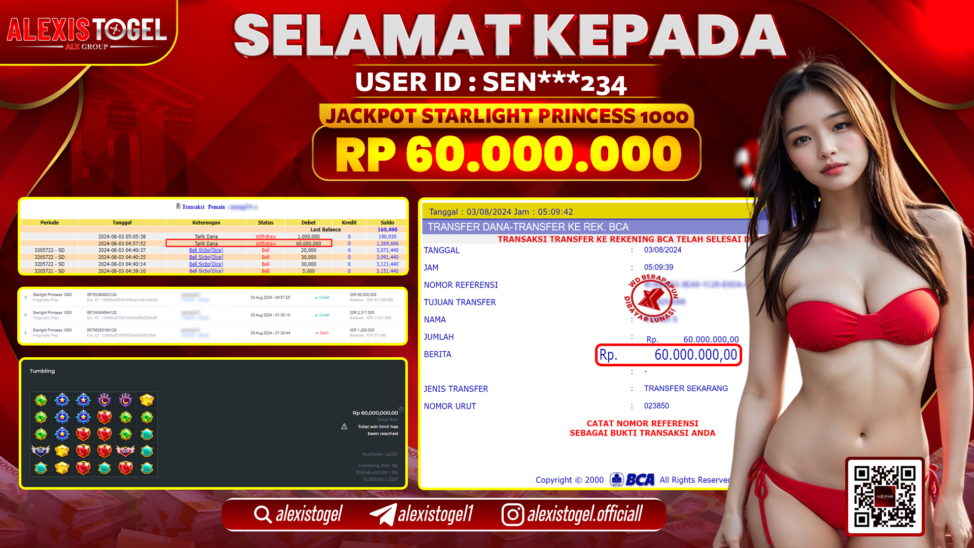 ALEXISTOGEL JACKPOT SLOT GAMES RP. 60.000.000 LUNAS