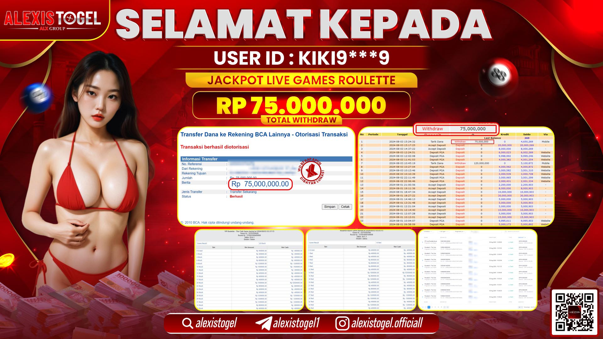 ALEXISTOGEL JACKPOT CASINO RP. 75.000.000 LUNAS