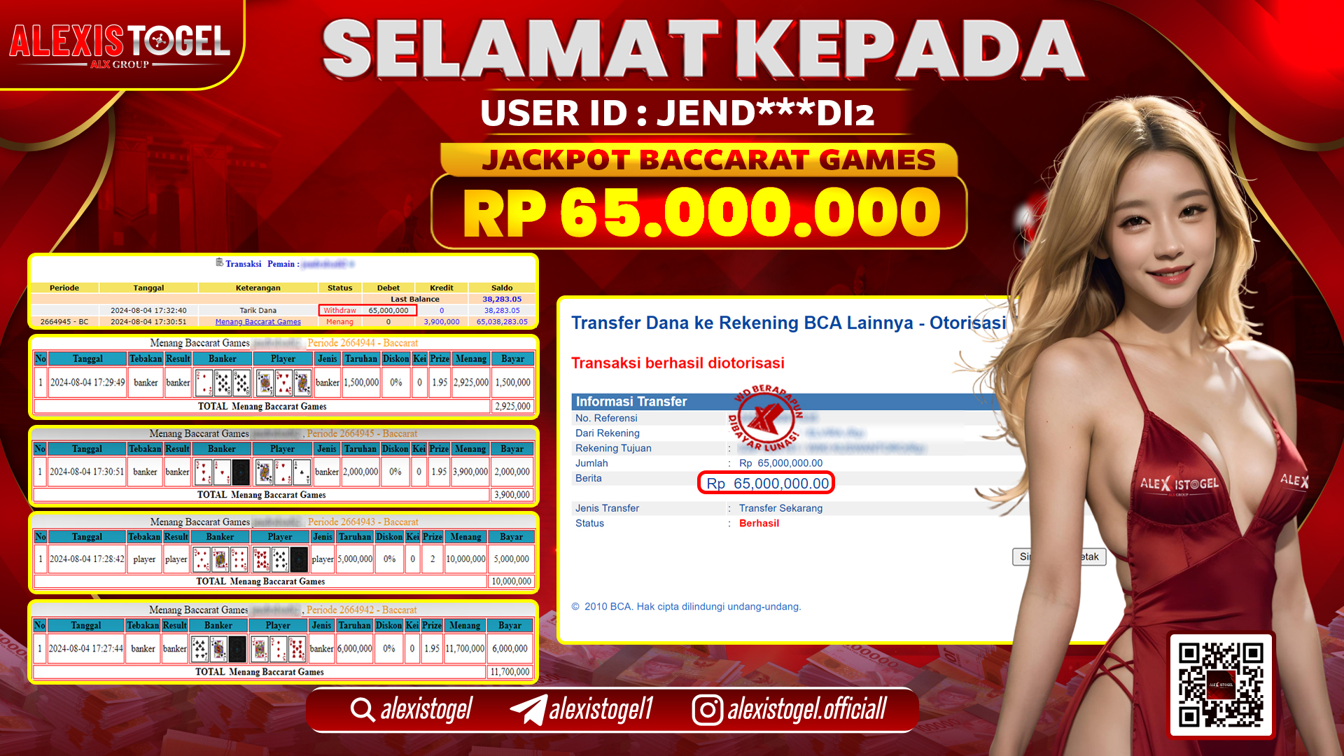 ALEXISTOGEL JACKPOT CASINO RP.65.000.000 LUNAS