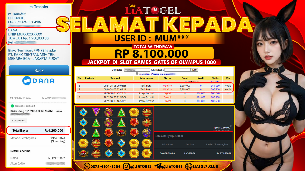 LIATOGEL - JACKPOT SLOT GATES OF OLYMPUS 1000 GAMES   RP  8.100.000,- LUNAS