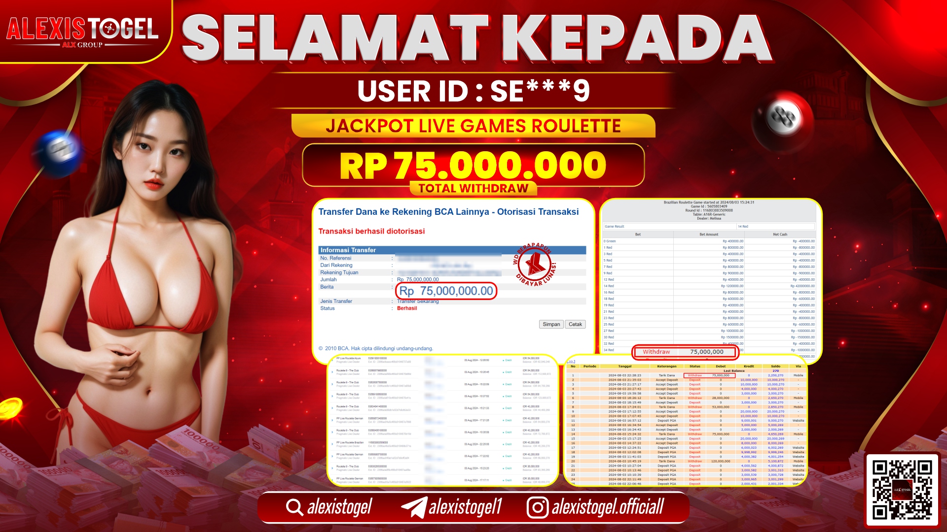 ALEXISTOGEL JACKPOT CASINO RP.75.000.000 LUNAS