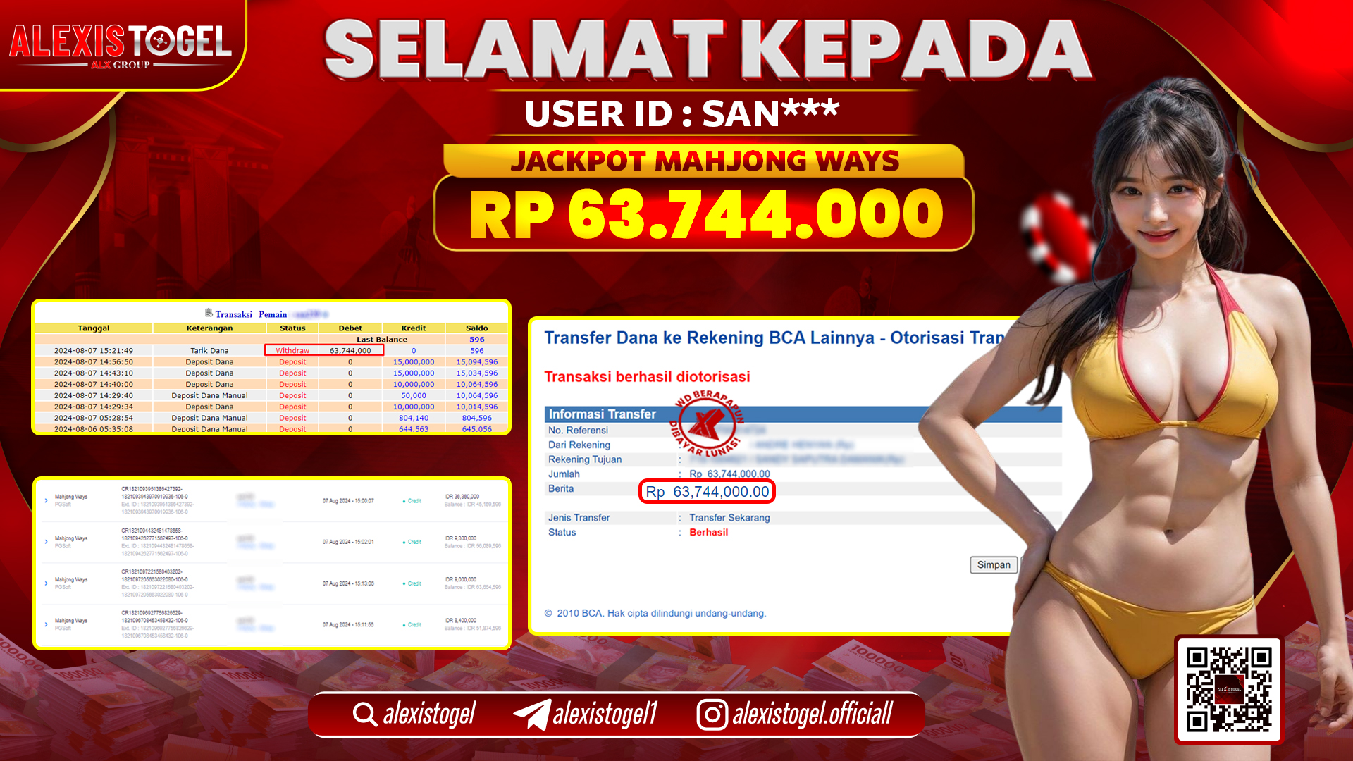 ALEXISTOGEL JACKPOT SLOT GAMES RP.63.744.000 LUNAS