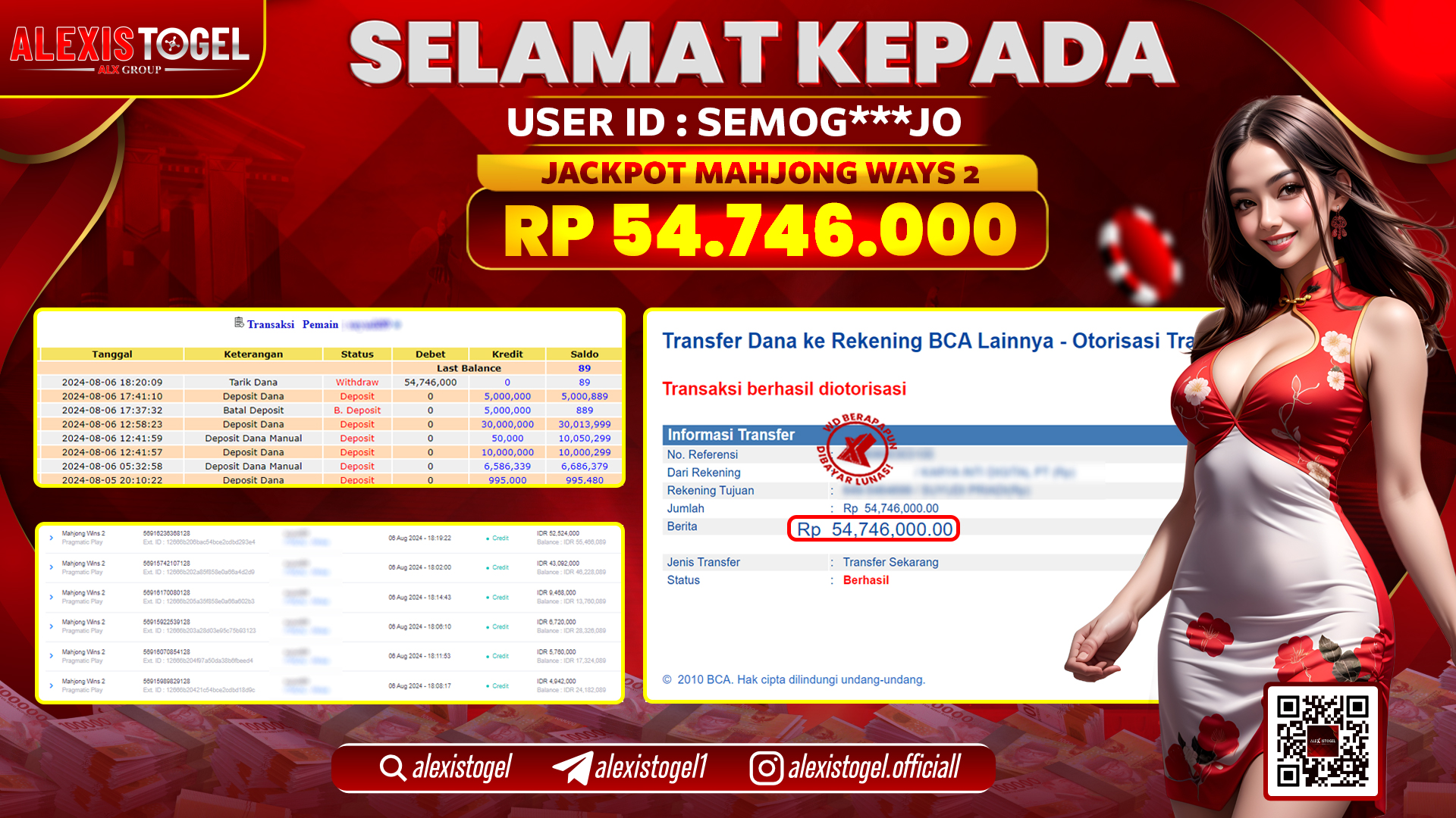 ALEXISTOGEL JACKPOT SLOT GAMES RP.54.746.000 LUNAS