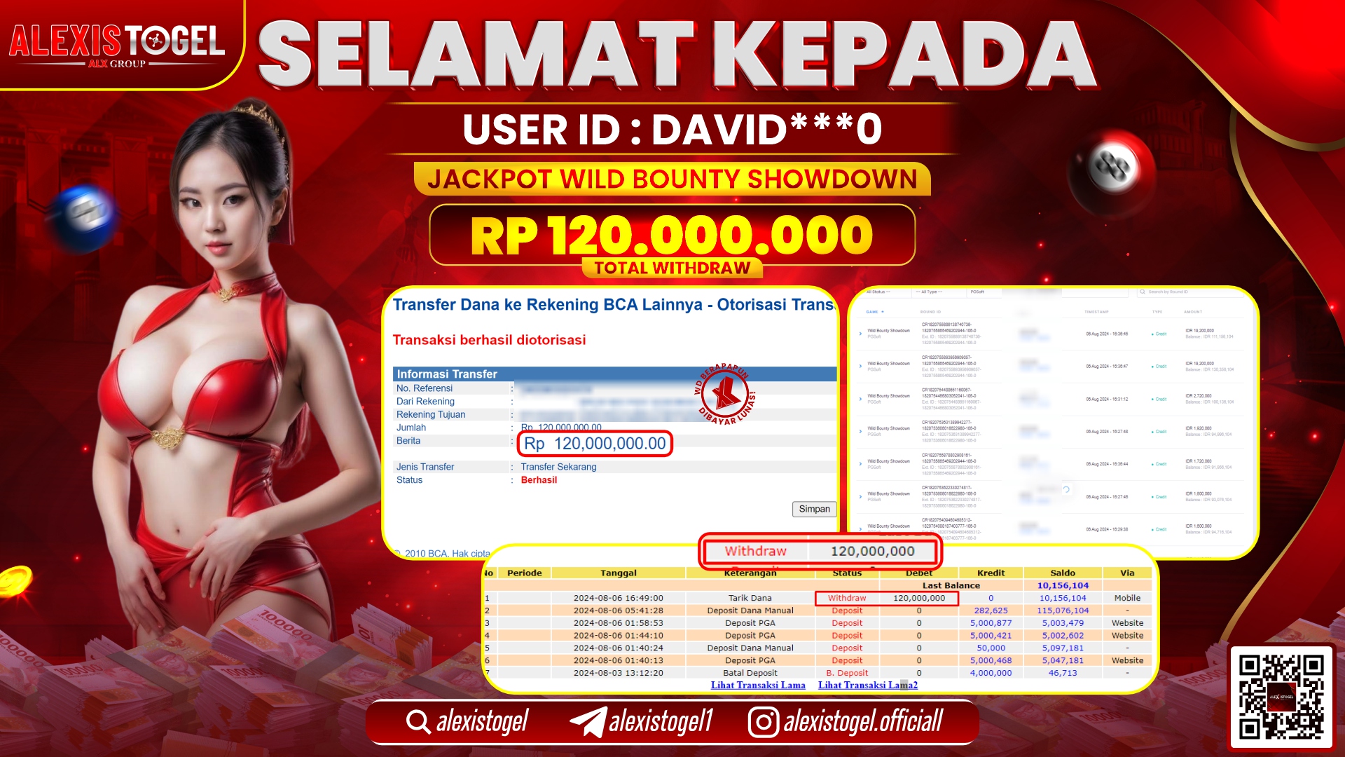 ALEXISTOGEL JACKPOT SLOT GAMES RP.120.000.000 LUNAS