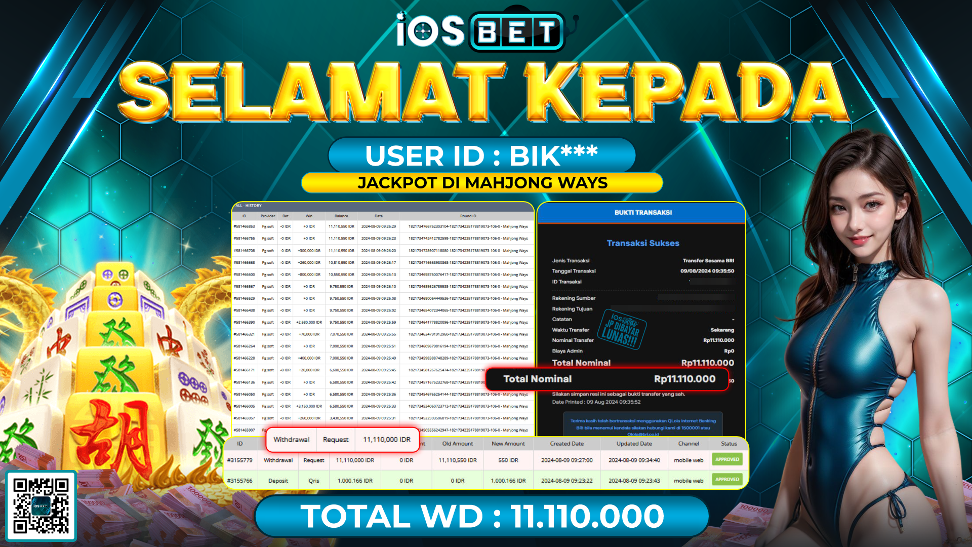 Bukti Pembayaran LUNAS SLOT GAME GACOR Rp.11.110.000-