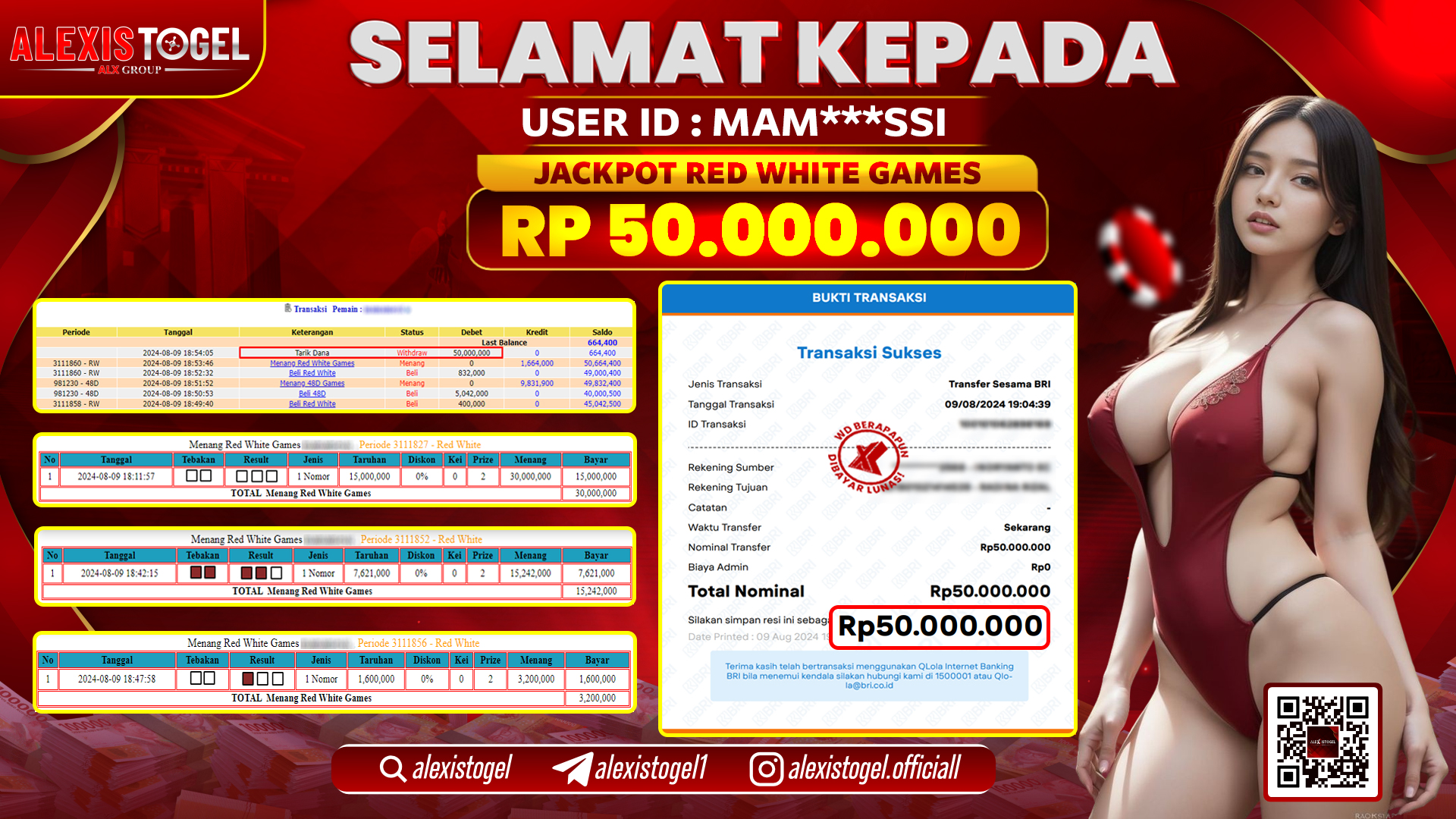 ALEXISTOGEL JACKPOT CASINO RP.50.000.000 LUNAS