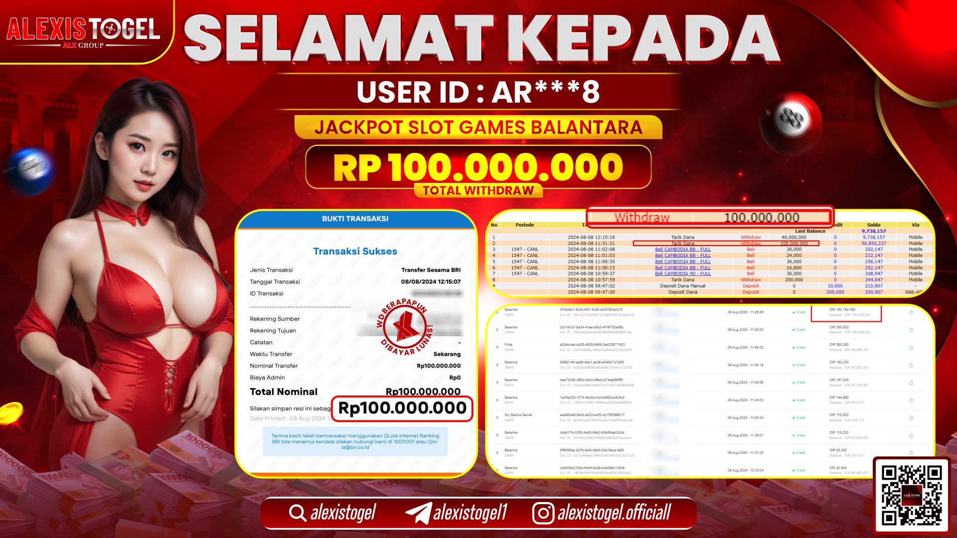 ALEXISTOGEL JACKPOT SLOT GAMES RP.100.000.000 LUNAS